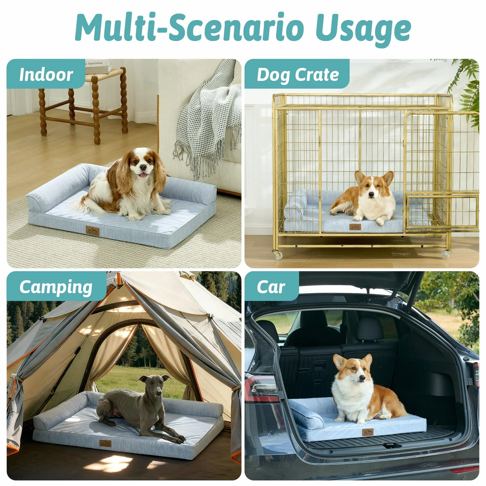 COZY KISS Panier Chien Orthopédique Rafraîchissant, Tapis Chien pour Chien Imperméable, Coussin Chien Dehoussable Lavable, Lit Chien avec Housse Amovible, Canapé pour Chien, Bleu, XL(107x76x18 cm)