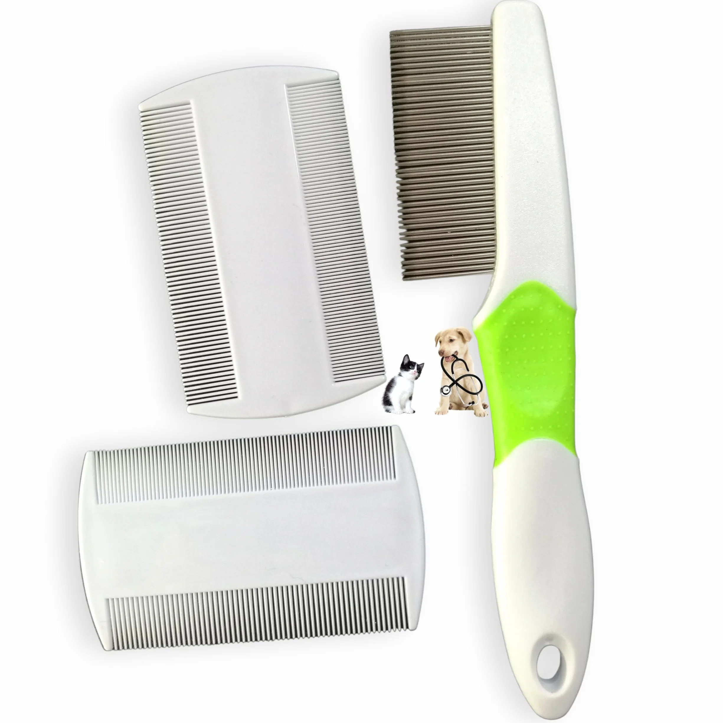 Peigne anti puces chien chat acier inoxydable outil toilettage brosse pointes arrondies anti blessure
