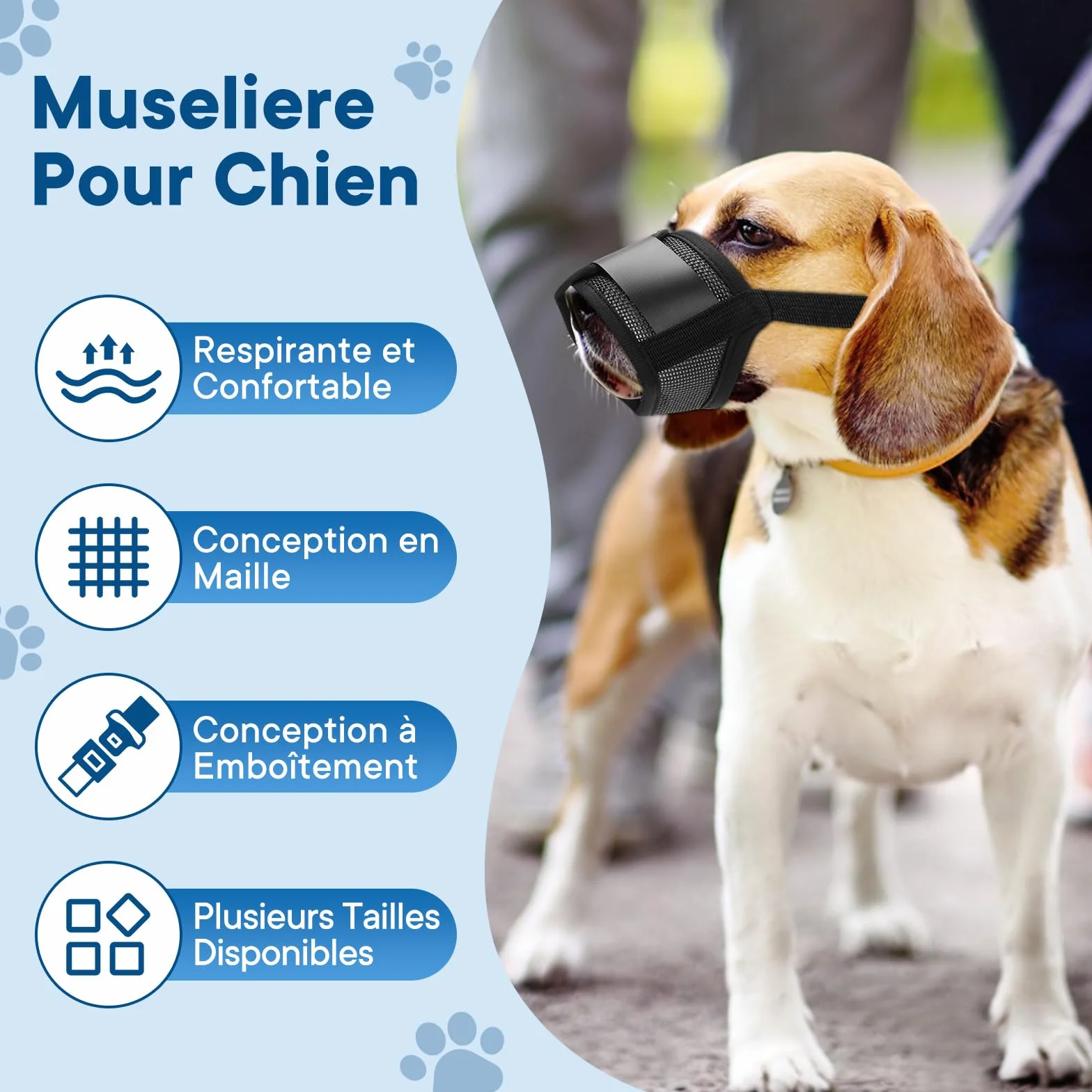 Museliere pour Chien, Ajustable pour Muselière Chien, Anti-aboiement et Mastication, Muselière en Maille à Air Doux pour l'entraînement au toilettage (M)