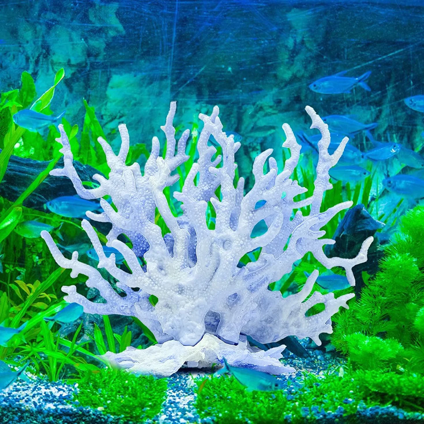 Corail Artificiel Aquarium Décoration Faux Ornament Réservoir Poisson Plante Artificielle Résine Fish Tank Décor Bleu Rose