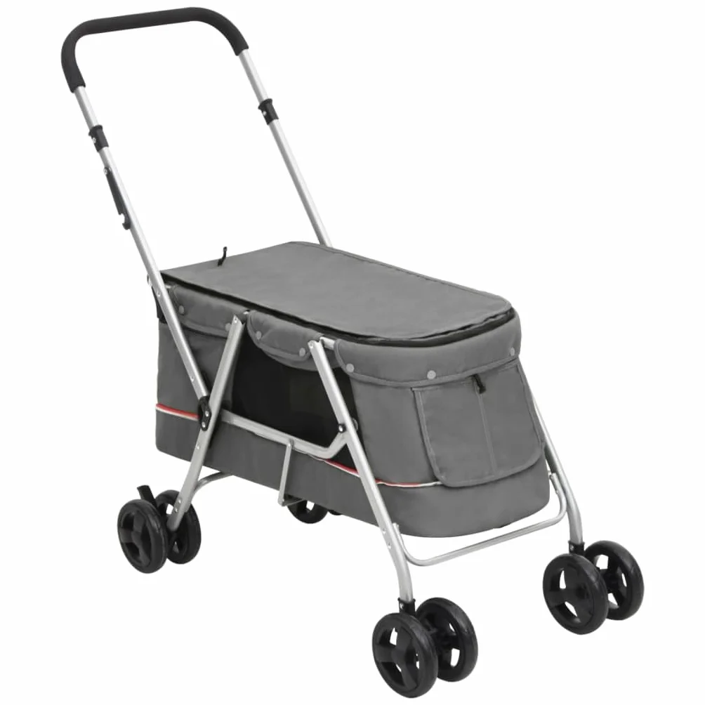 VidaXL Poussette pour chien pliante 100x49x96 cm Gris Tissu de lin