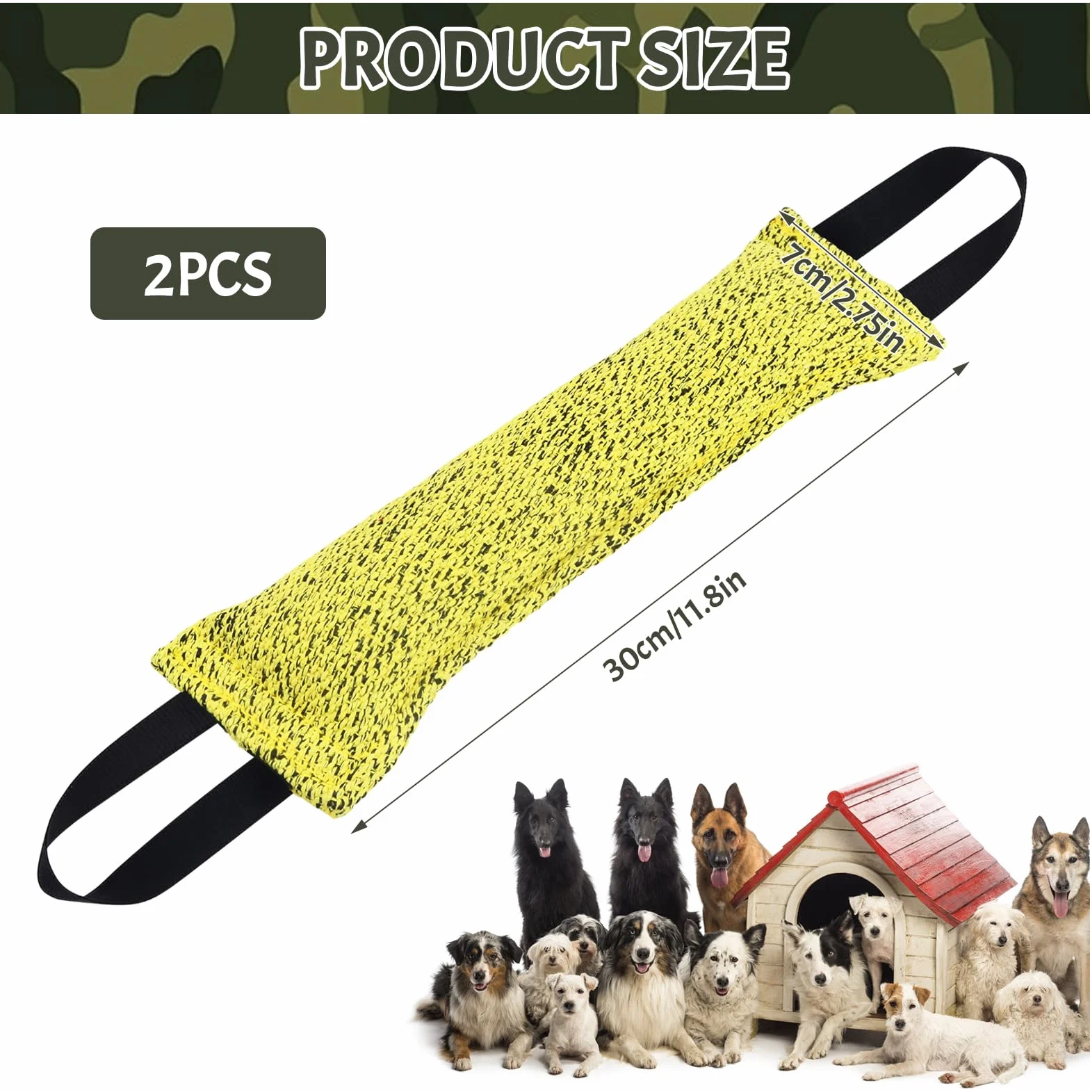 Jouet pour Chien Boudin À Mordre 30 cm avec 2 Anses Tir à la Corde Récupération Gris