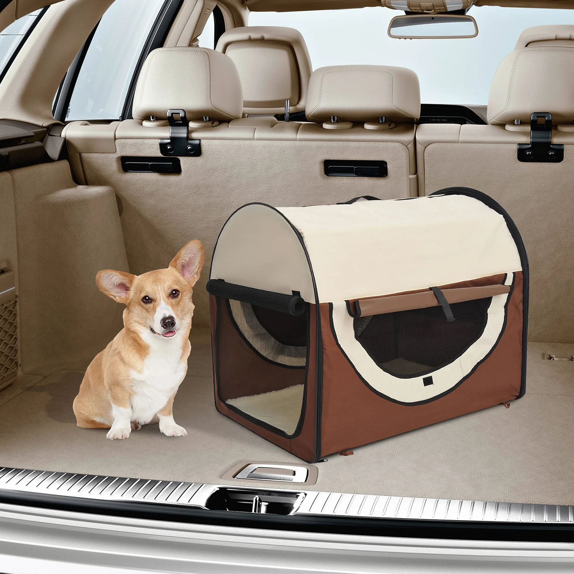 PawHut Sac de Transport pour Chien et Chat Pliable pour Voiture 46x36x41 cm