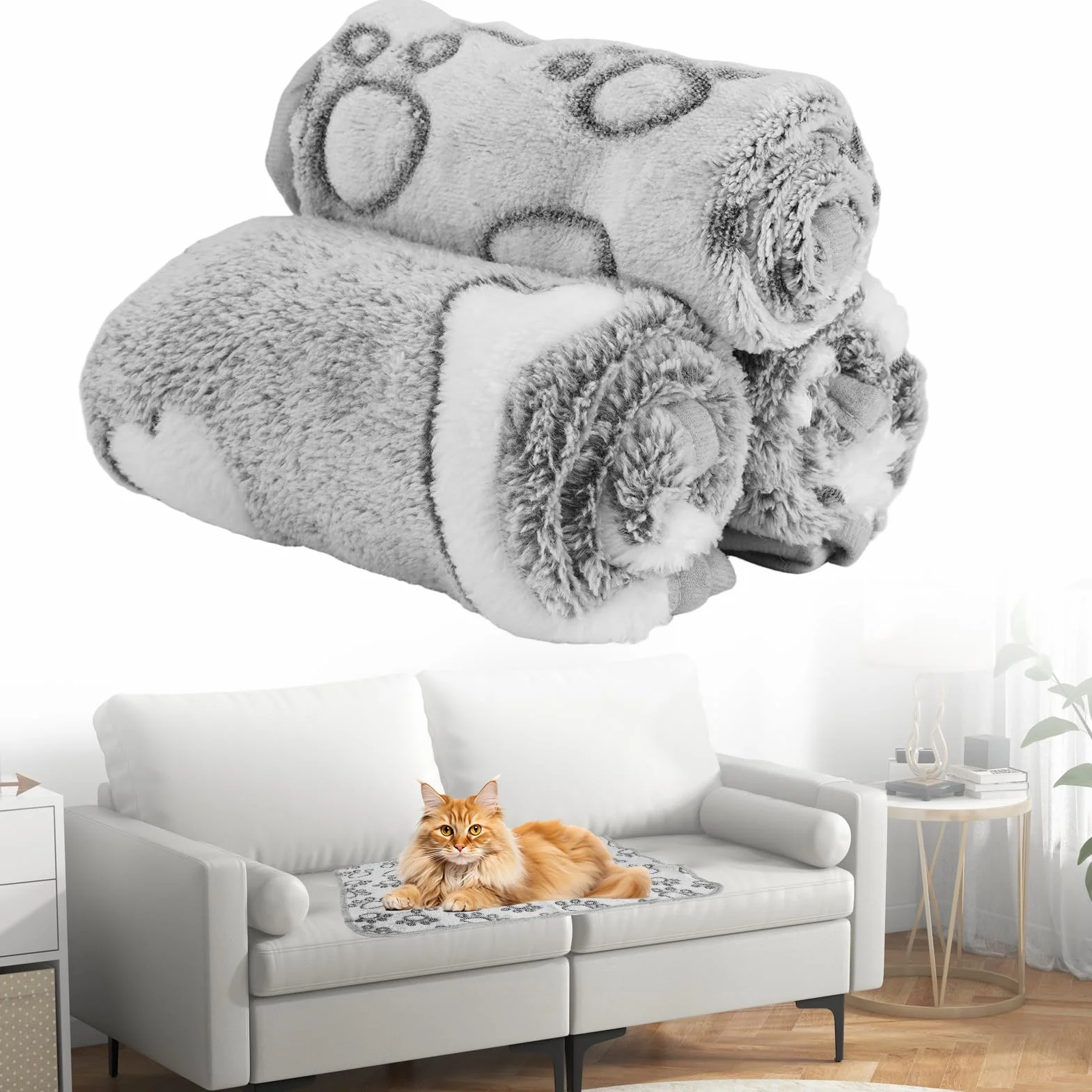 Plaid pour Chat en Flanelle 60×40cm Couverture Douce Lavable pour Chien et Chat