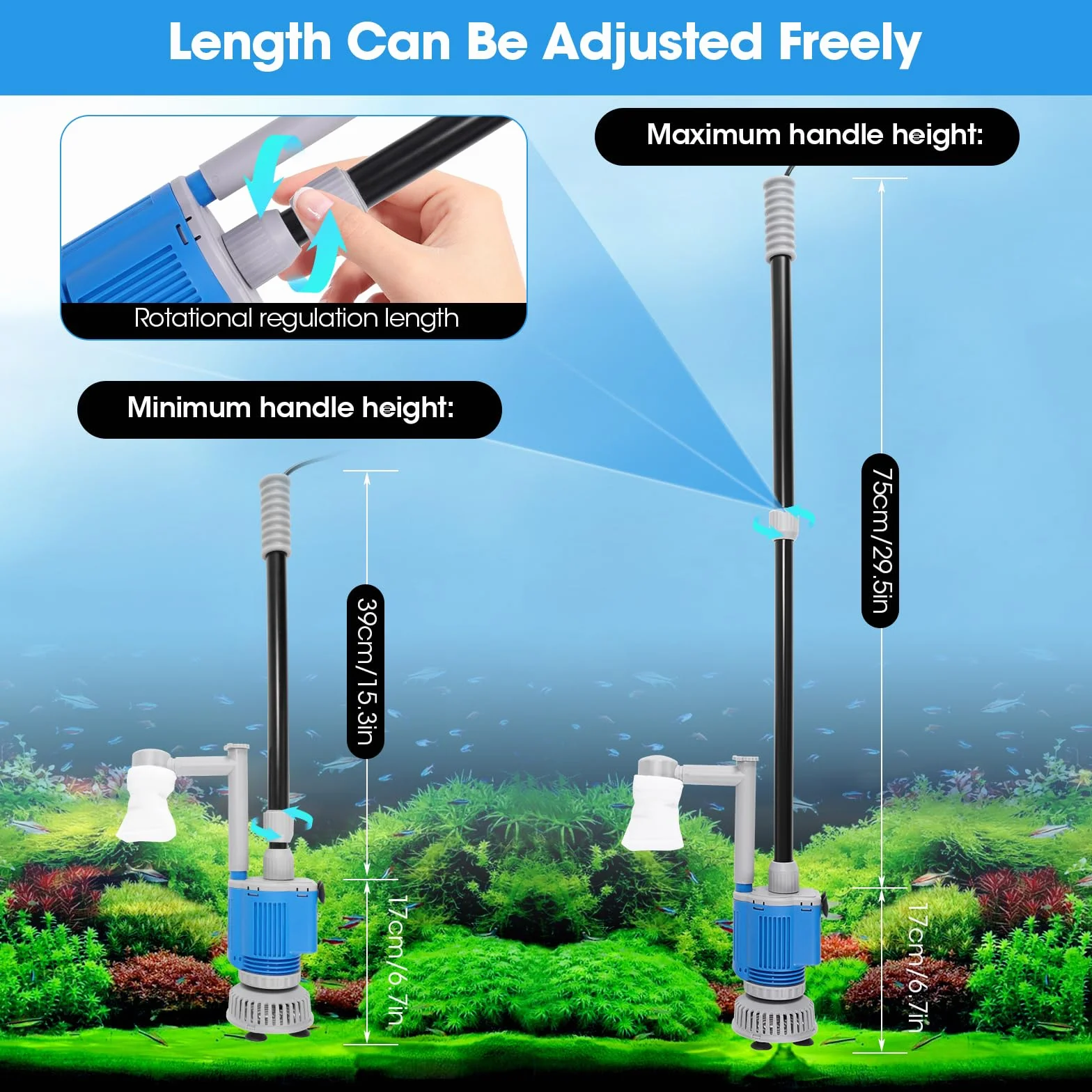 Aspirateur Electrique pour Aquarium 6 en 1 Kit Nettoyage de Gravier Changeur d'eau Laveur de Sable