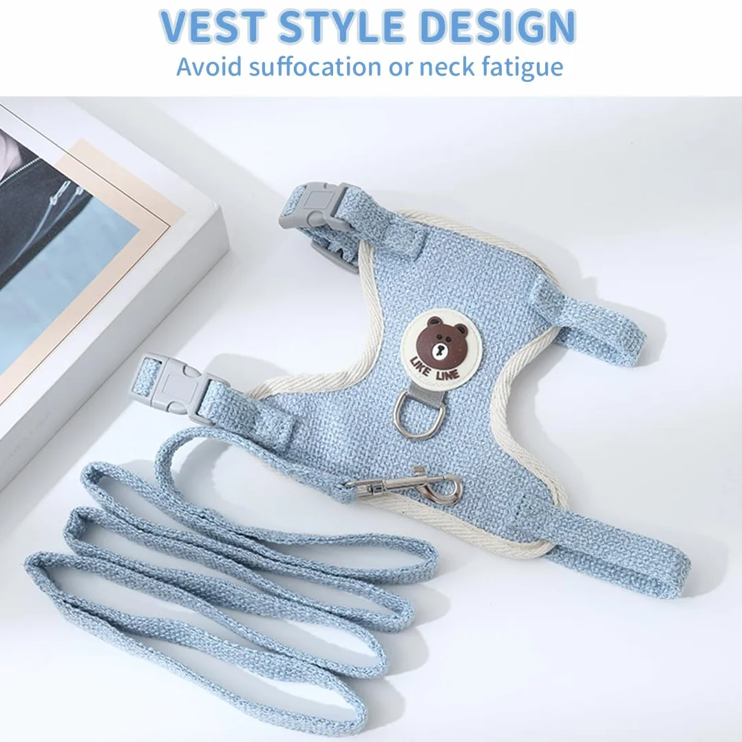Harnais réglable pour Lapin avec Laisse - Set de 2 - Bleu et Rose - Accessoires Souples pour Chats et Petits Chiens