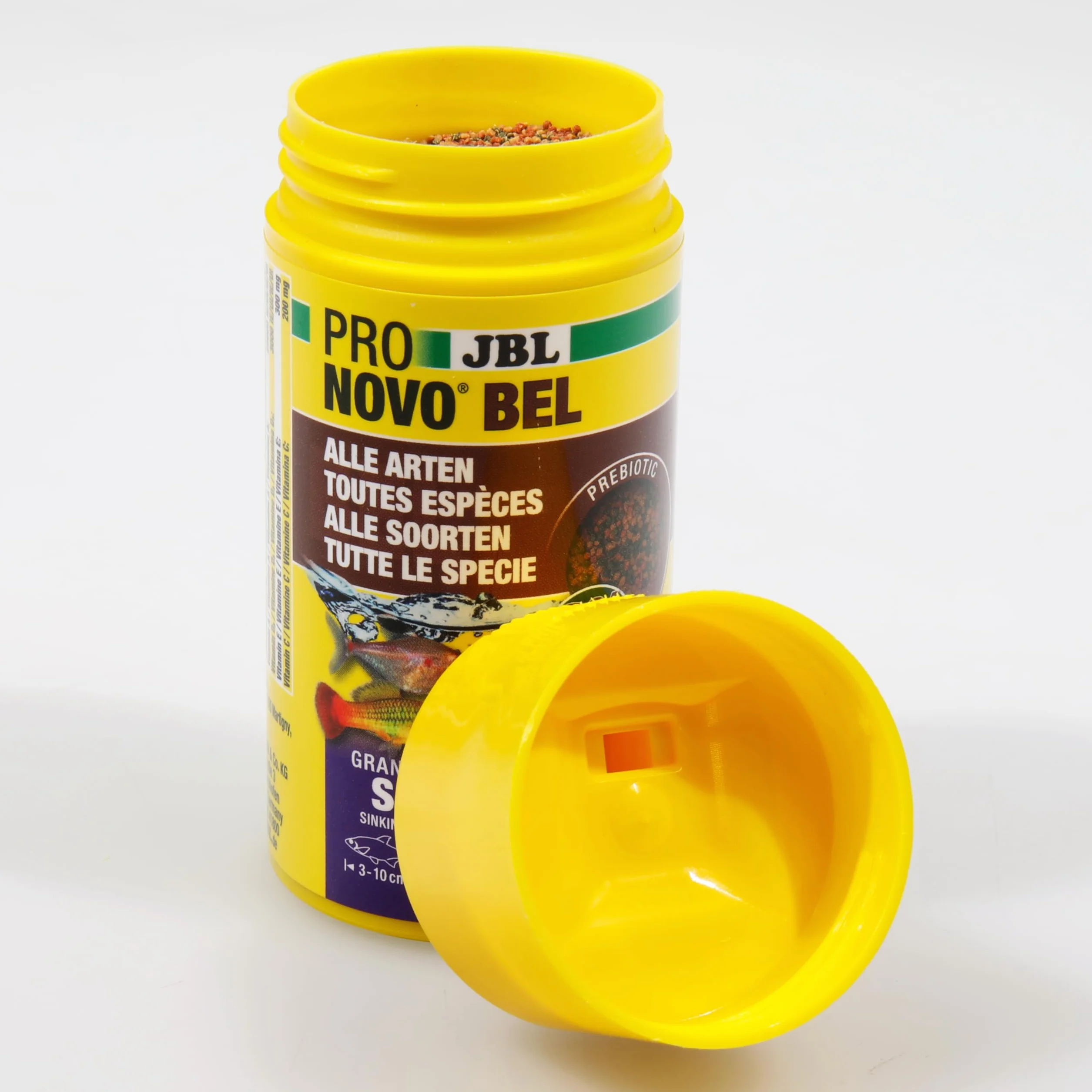 JBL PRONOVO BEL GRANO Aliment de Base pour Poissons d'Aquarium 3-10 cm Granulés Doseur à clic Taille S 100 ml