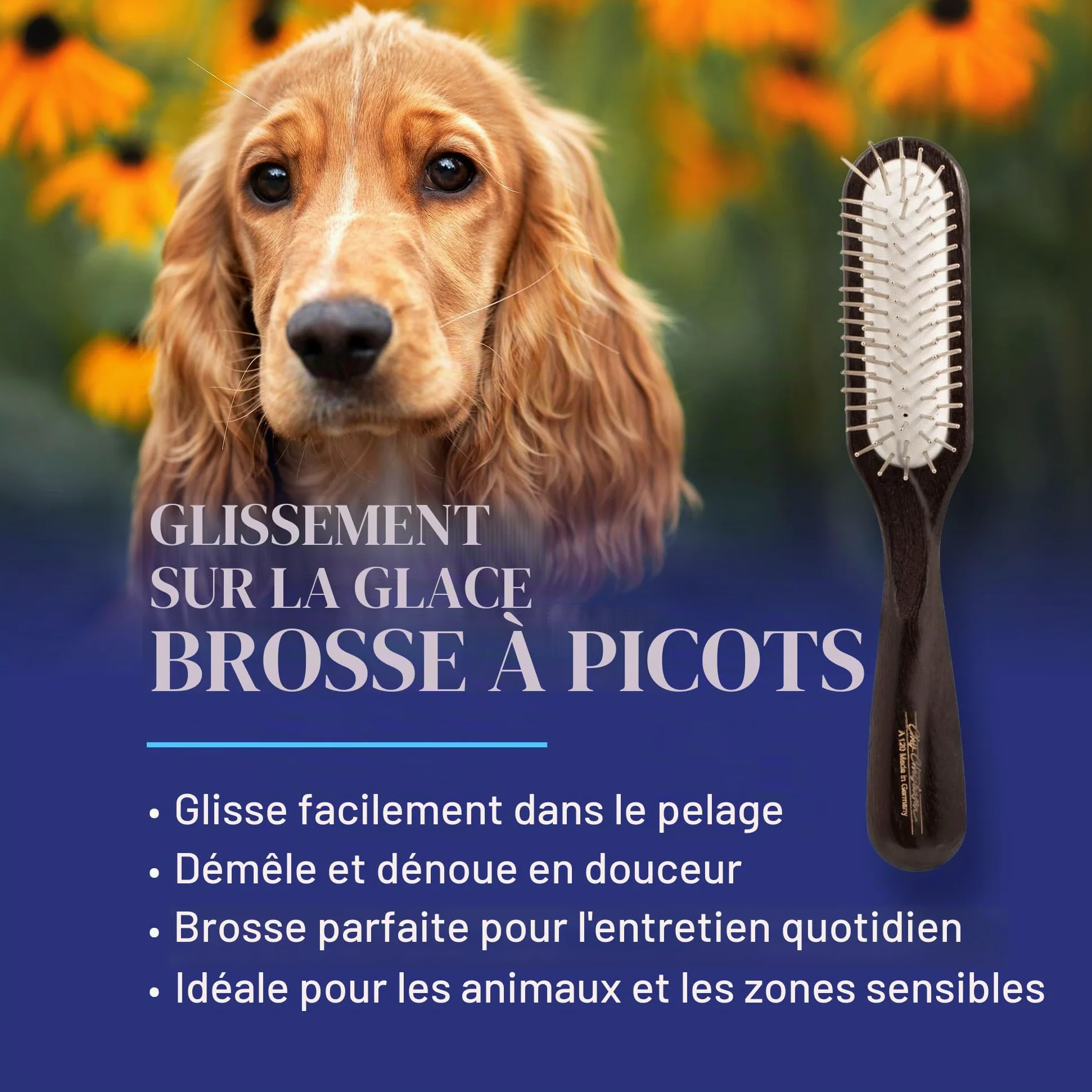 Chris Christensen Brosse démêlante pour chien, 20 mm, brosse spéciale pour toiletter comme un professionnel, élimine les tapis tenaces et les enchevêtrements, les broches arrondies et mises à la