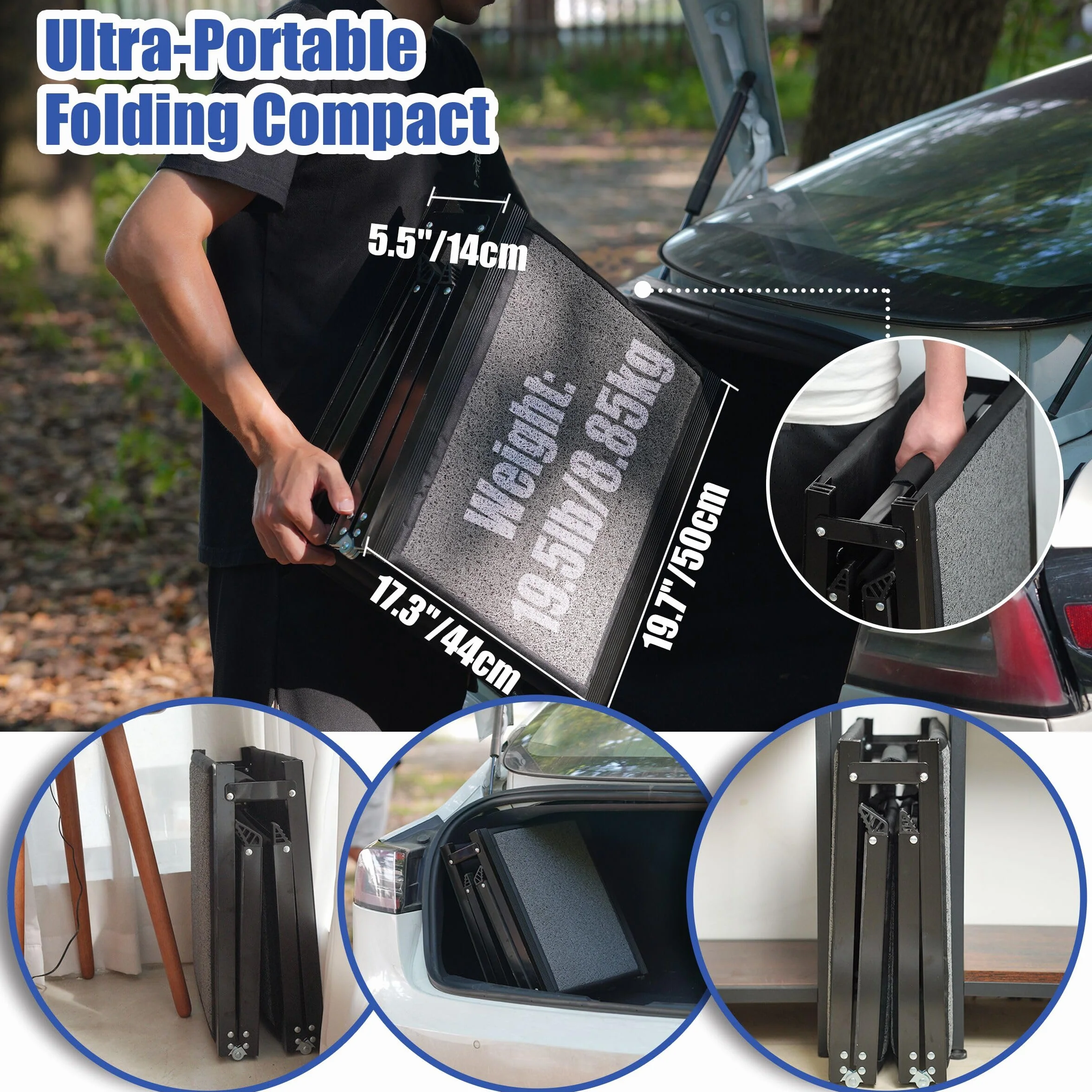 BACOENG Rampe pour Chien Pliable 180cm, Rampe Portable pour Grands Chiens avec Surface Antidérapante, Support 110kg pour Voiture Camion SUV