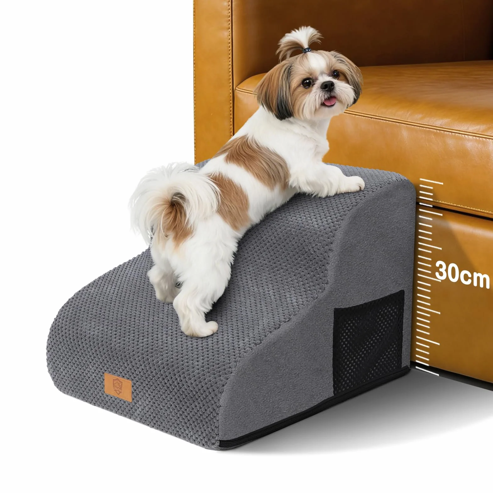 Escalier pour Chiens et Chats 2 Marches, Rampe pour Animaux en Mousse Haute Densité avec Couvercle Amovible