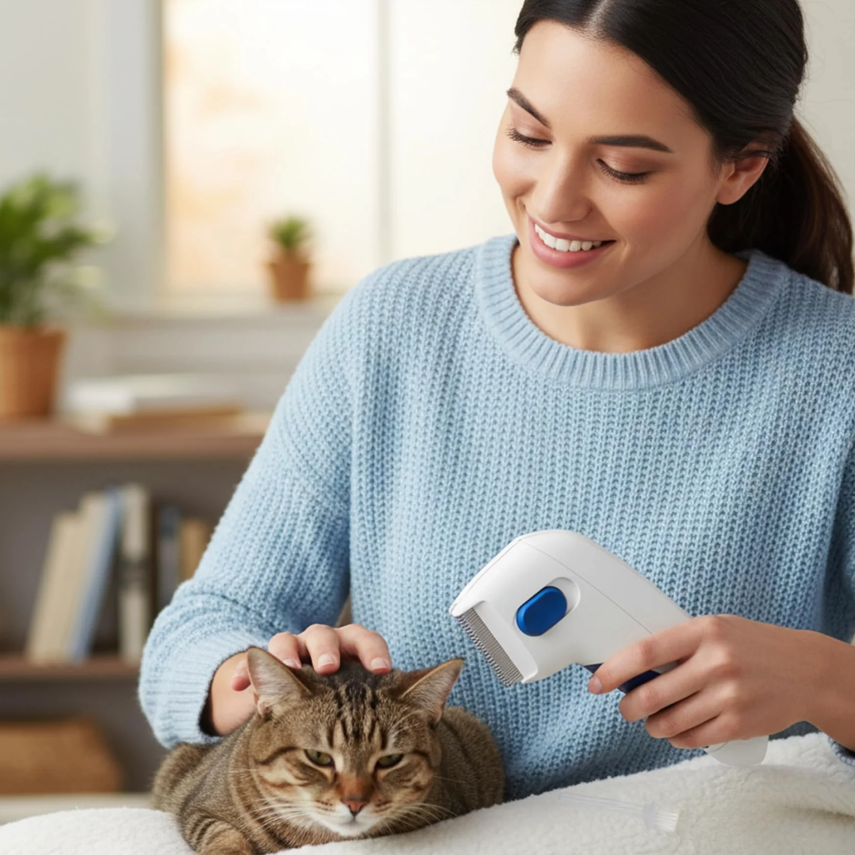 Peigne électrique anti-puces pour chats et chiens, brosse rechargeable