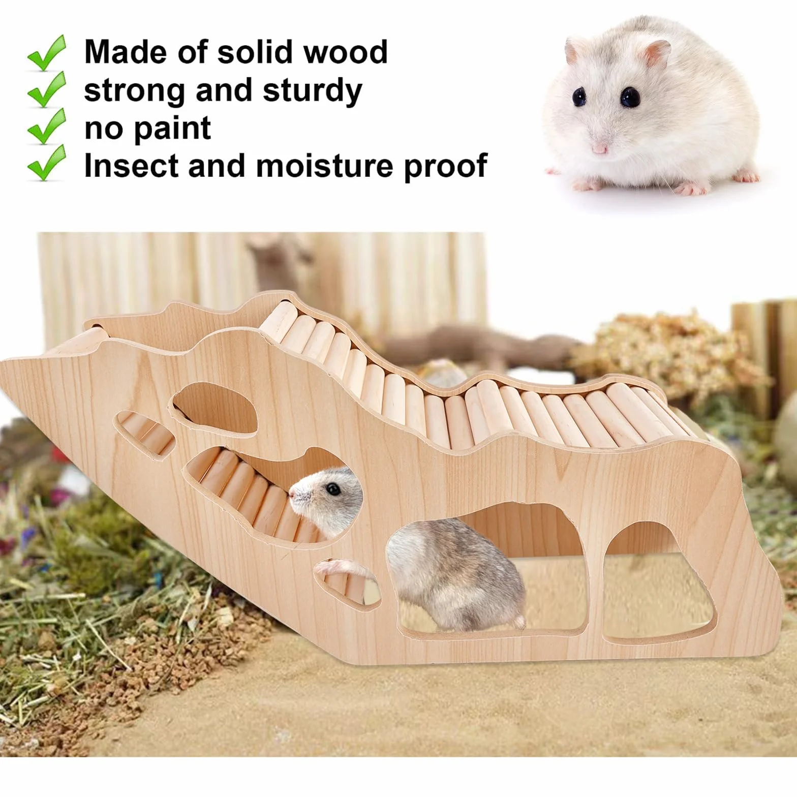 Maison Cochon d'Inde Bois, Tunnel Cochon d'Inde, Cabane Cochons D'indes, Maison pour Cochons D'indes avec échelle d'escalade, Maisons Rongeur Maisons De Hamster pour Gerbilles
