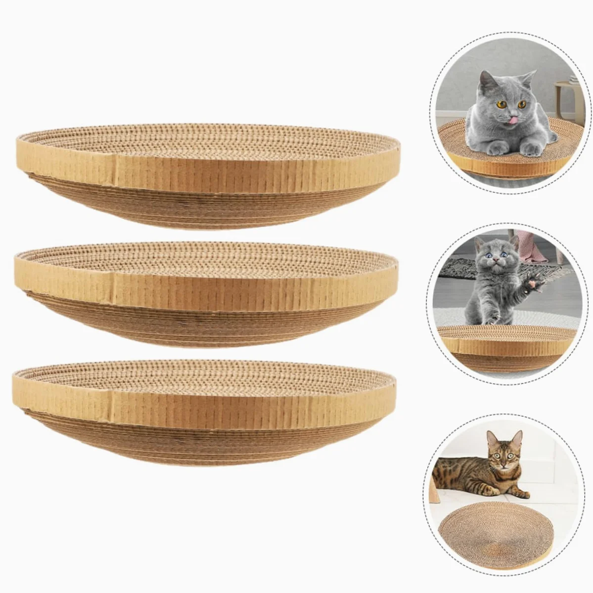 POPETPOP 3 pièces Nid de chat en papier ondulé Jouet grattoir pour chats Remplacement de griffoir pour chats Naturel noyau de remplacement carton ondulé Accessoires en carton