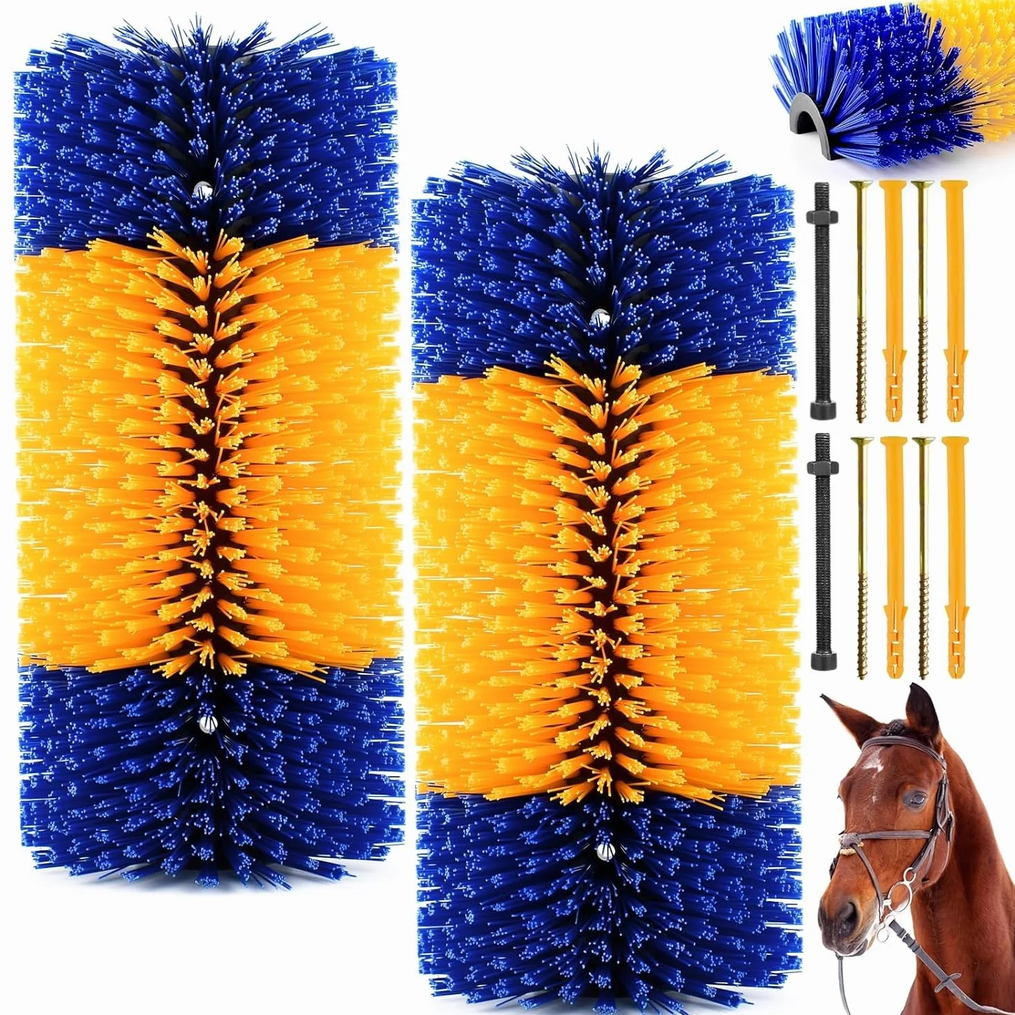 Brosse à gratter semi-circulaire Equine Scratcher pour bovins moutons chevaux cochons nylon 17,4 x 7,87 pouces
