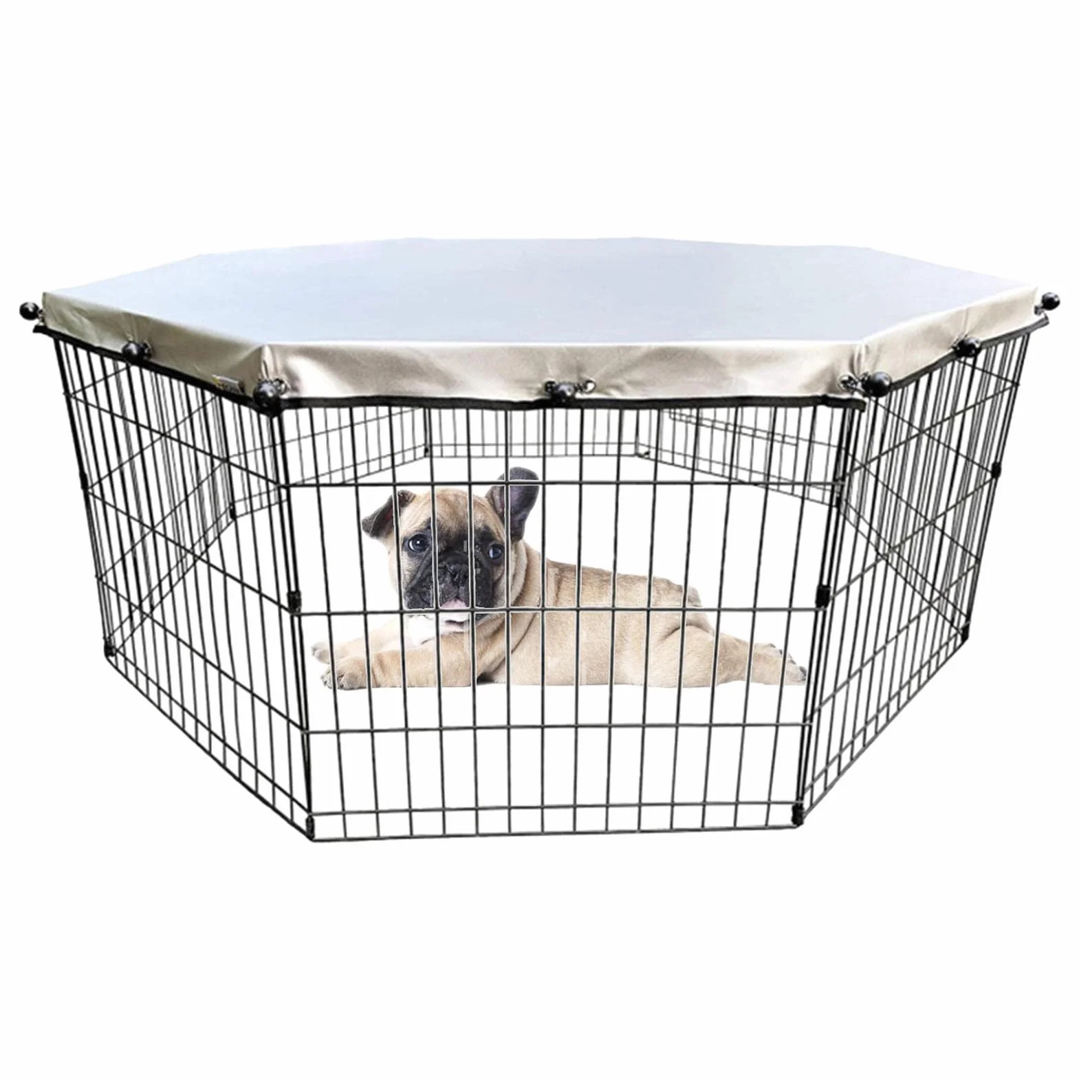 Parc pour chien Teksome Housse supérieure résistante au soleil et à la pluie Tissu maillé pliable lavable