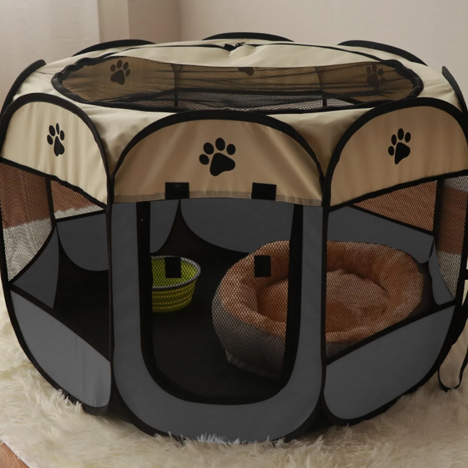 Parc pour Chiots 91x91x58cm Tissu Oxford Clôture d'exercice Pliable Intérieur Extérieur
