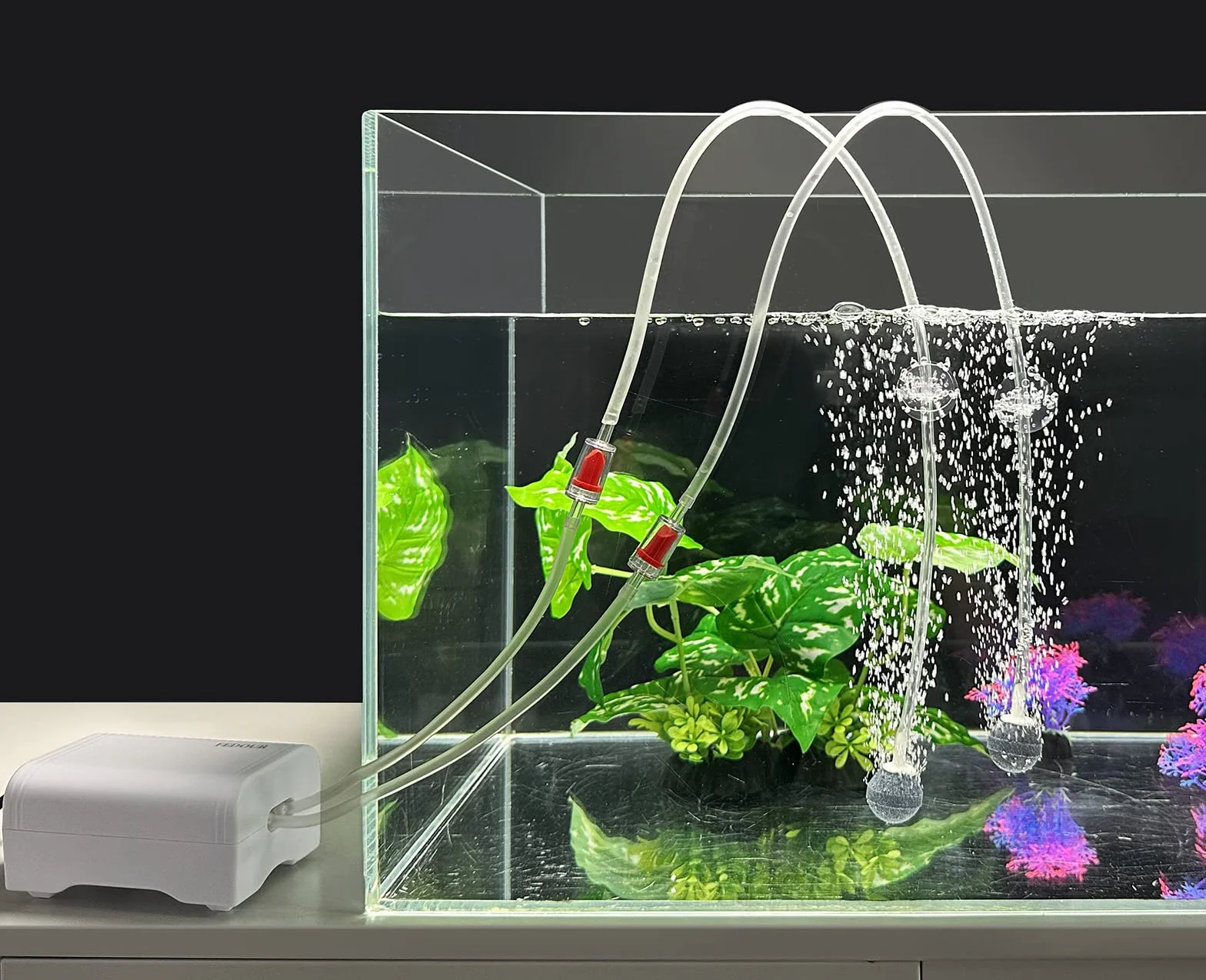 Pompe à Air pour Aquarium 4W Silencieux Aérateur Jusqu'à 400l avec Tube d'air et Pierres d'air