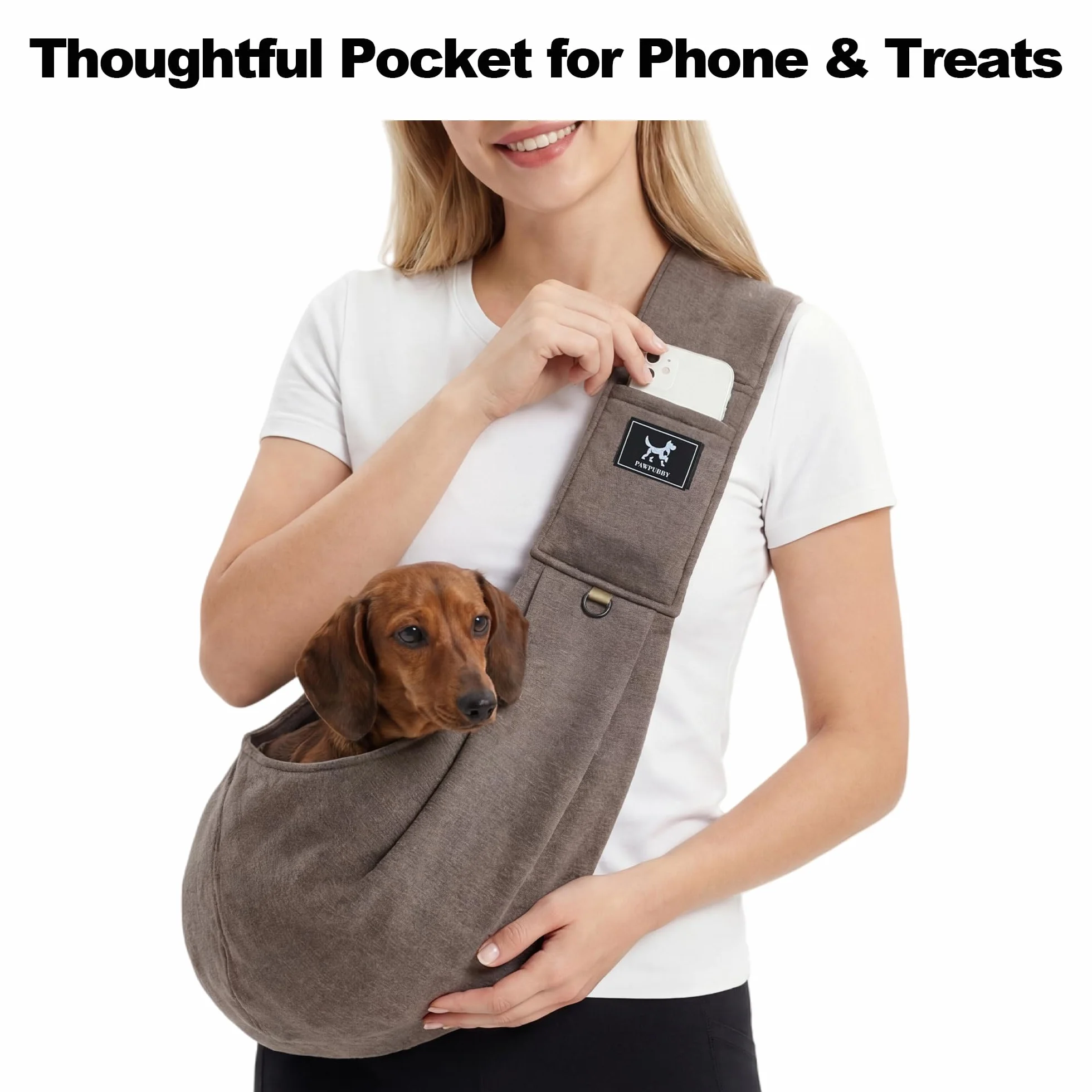 Écharpe de transport mains libres pour chien et chat petite taille bandoulière rembourrée réglable double boucles de sécurité