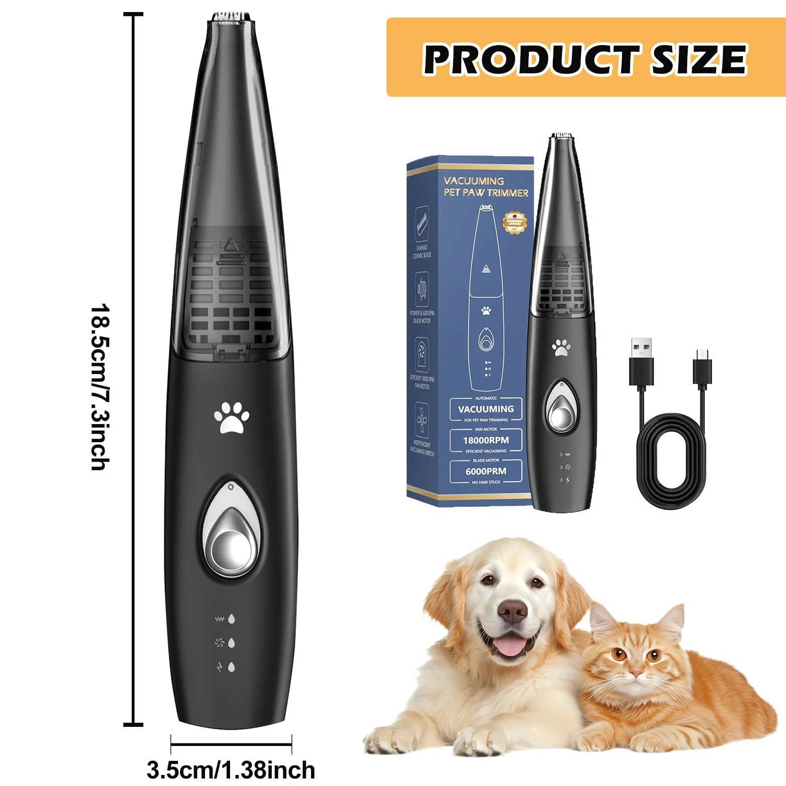 Tondeuse Patte Chien Extra Silencieuse avec Aspirateur, pour Pattes, Yeux, Oreilles, Visage et Corps