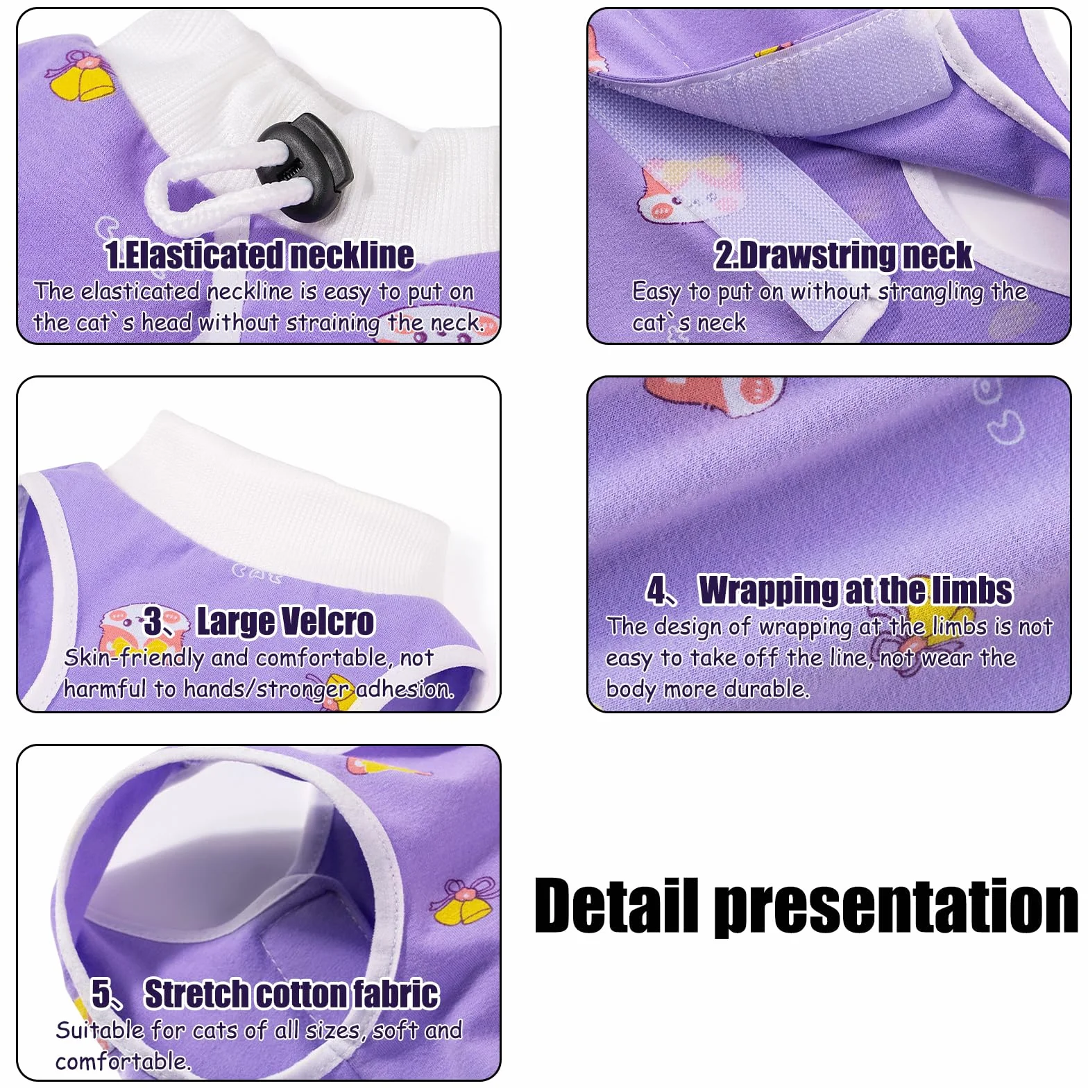 Lot de 2 combinaisons de convalescence pour chat après chirurgie, body de protection post-chirurgie, taille M