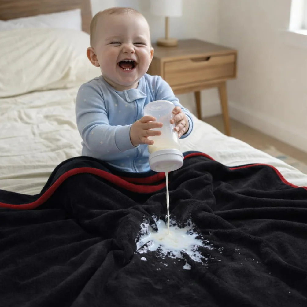 Housse imperméable Bedding Aid réversible anti-éclaboussures flanelle double face rouge passion noir minuit