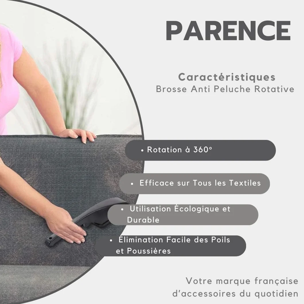 PARENCE Brosse Anti Peluche Rotative - Élimine Poils et Peluches sur Tous Textiles