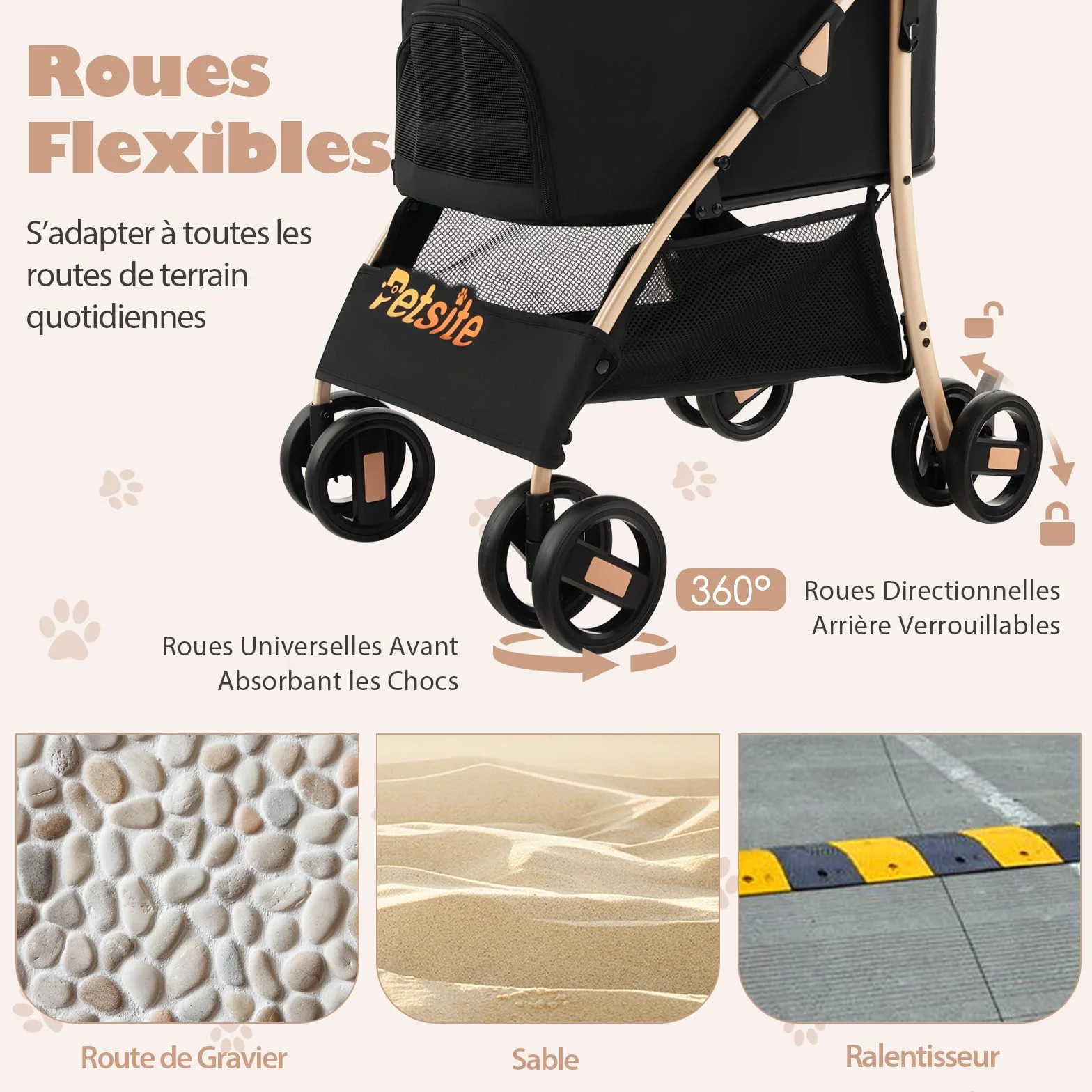GOPLUS Poussette 3 en 1 Pliable pour Chien Chat, Siège Voiture Amovible, Auvent Réglable, Entrée Maille Zippée, Noir