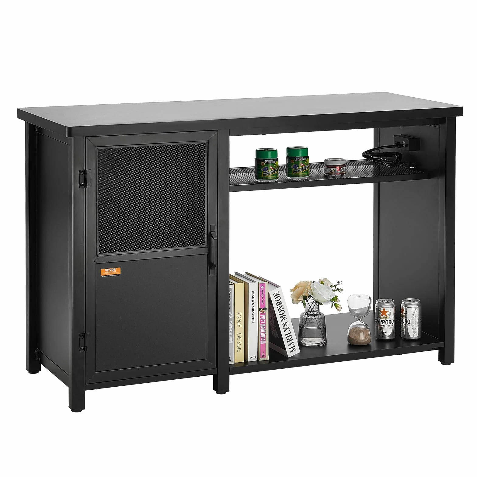 VEVOR Meuble pour Aquarium Charge 284 kg 132x50x82 cm Acier MDF avec Armoire Rangement Prise Électrique