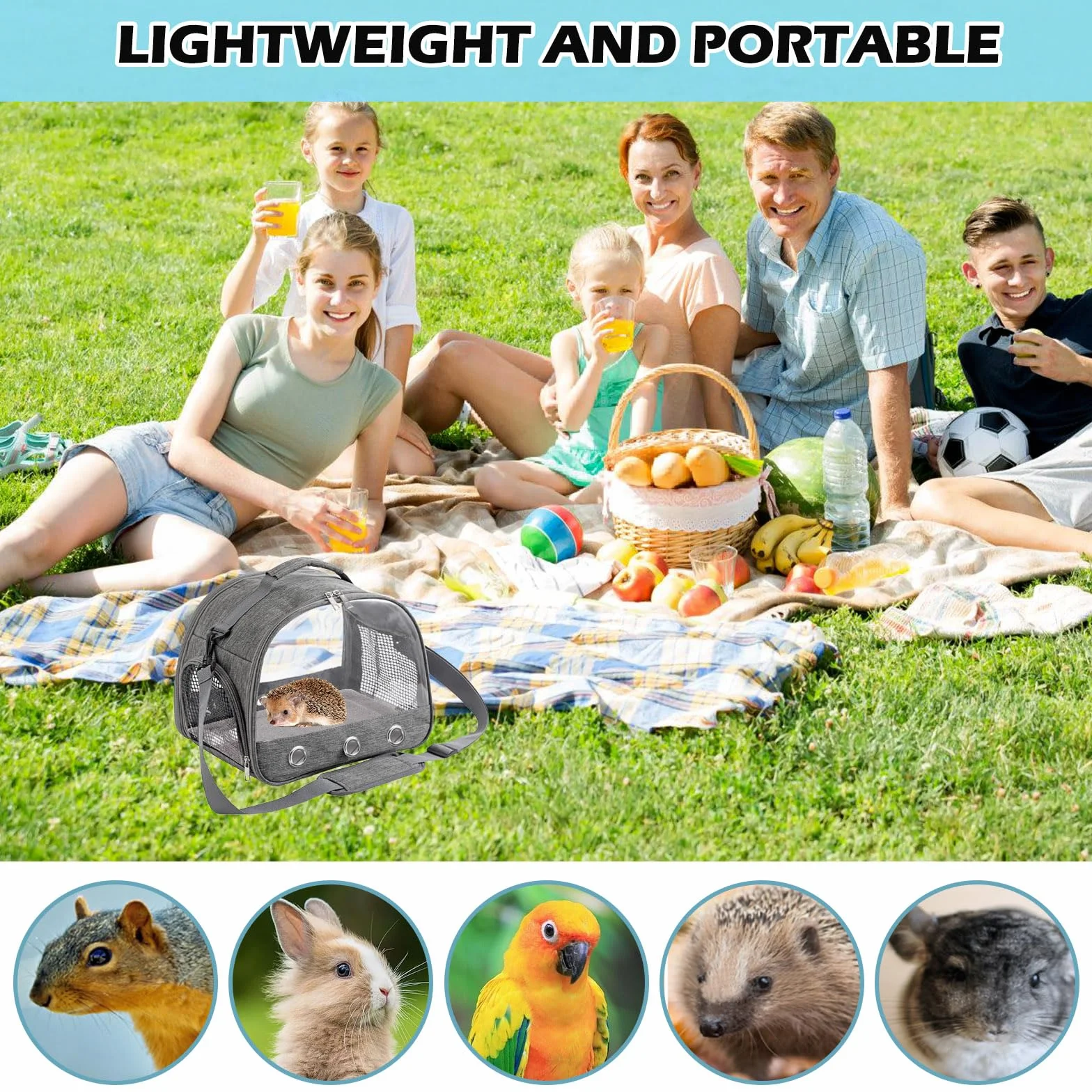 Pliant Sac de Transport pour Animaux de Compagnie Chat Chiot Oiseau avec Ouverture Latérale Gris