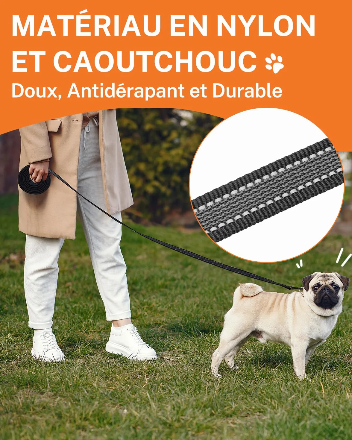 Toozey Lungo Guinzaglio per Cani Piccoli e Medi 5m 10m Nylon Morbido Resistente Antiscivolo Riflettenti 10m x 2,0cm