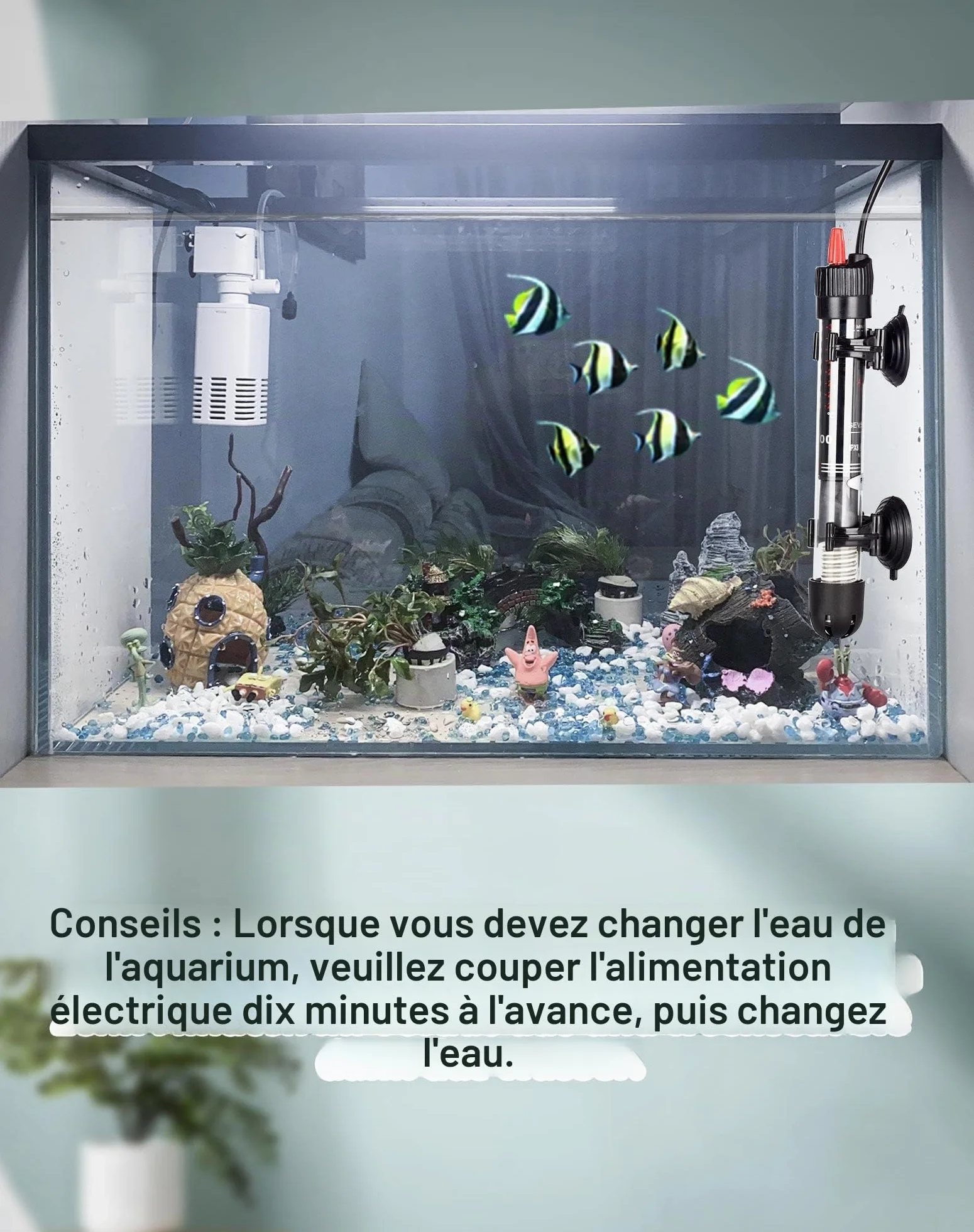 NETONDA Chauffage d'aquarium Réglable 30 l 25 W Résistance Aquarium avec Thermostat 20-34 °C pour Réservoirs à Poissons et Aquarium