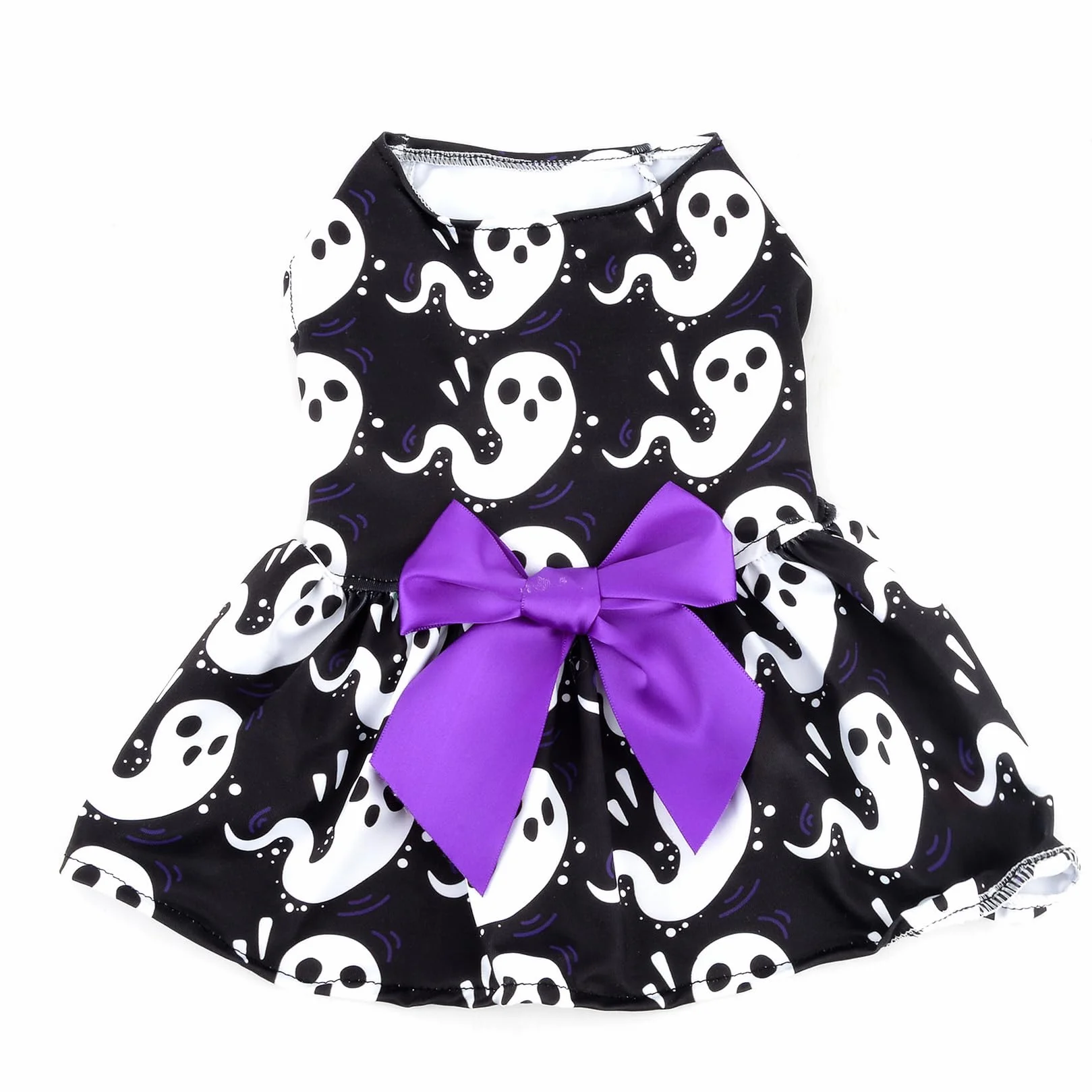 Robe d'Halloween pour chien chat fantôme costume chiot fille jupe douce nœud papillon vêtements chihuahua yorkshire noir taille L