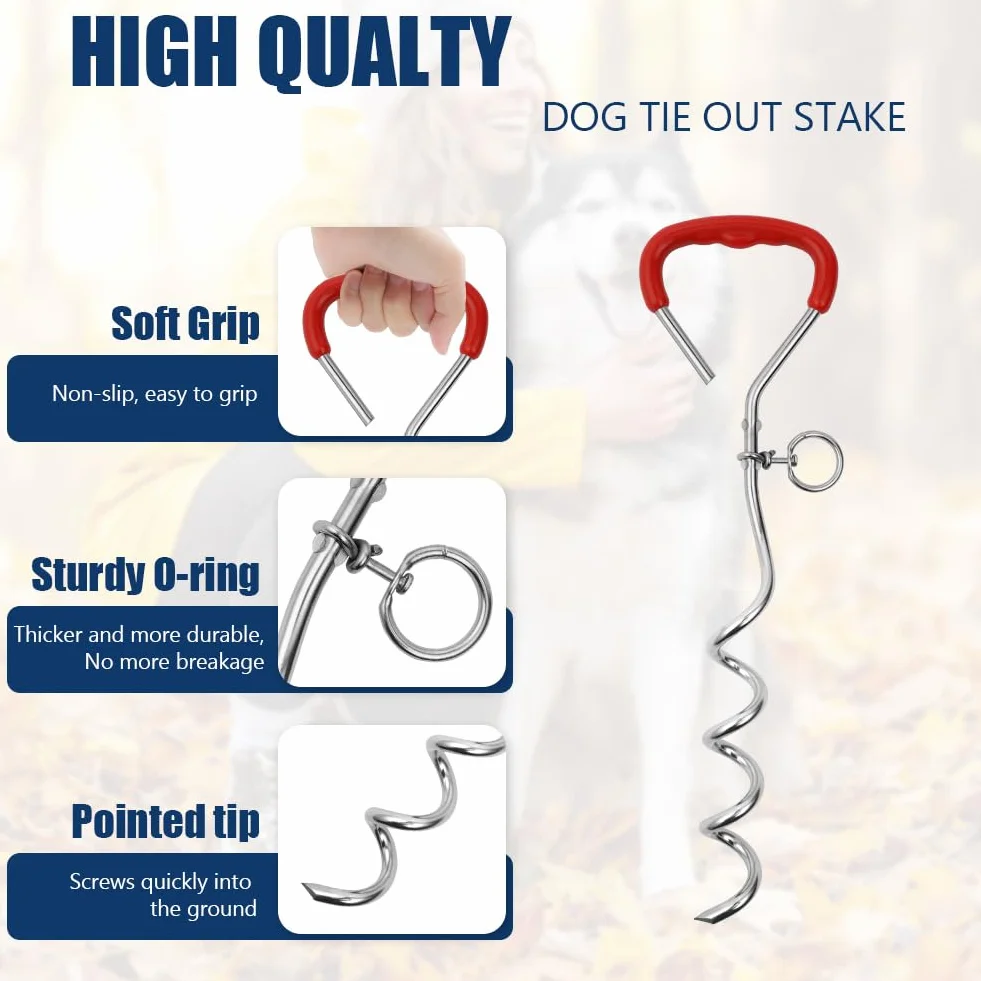 Aomig Piquet Ancrage Spirale pour Chien 3m 6m
