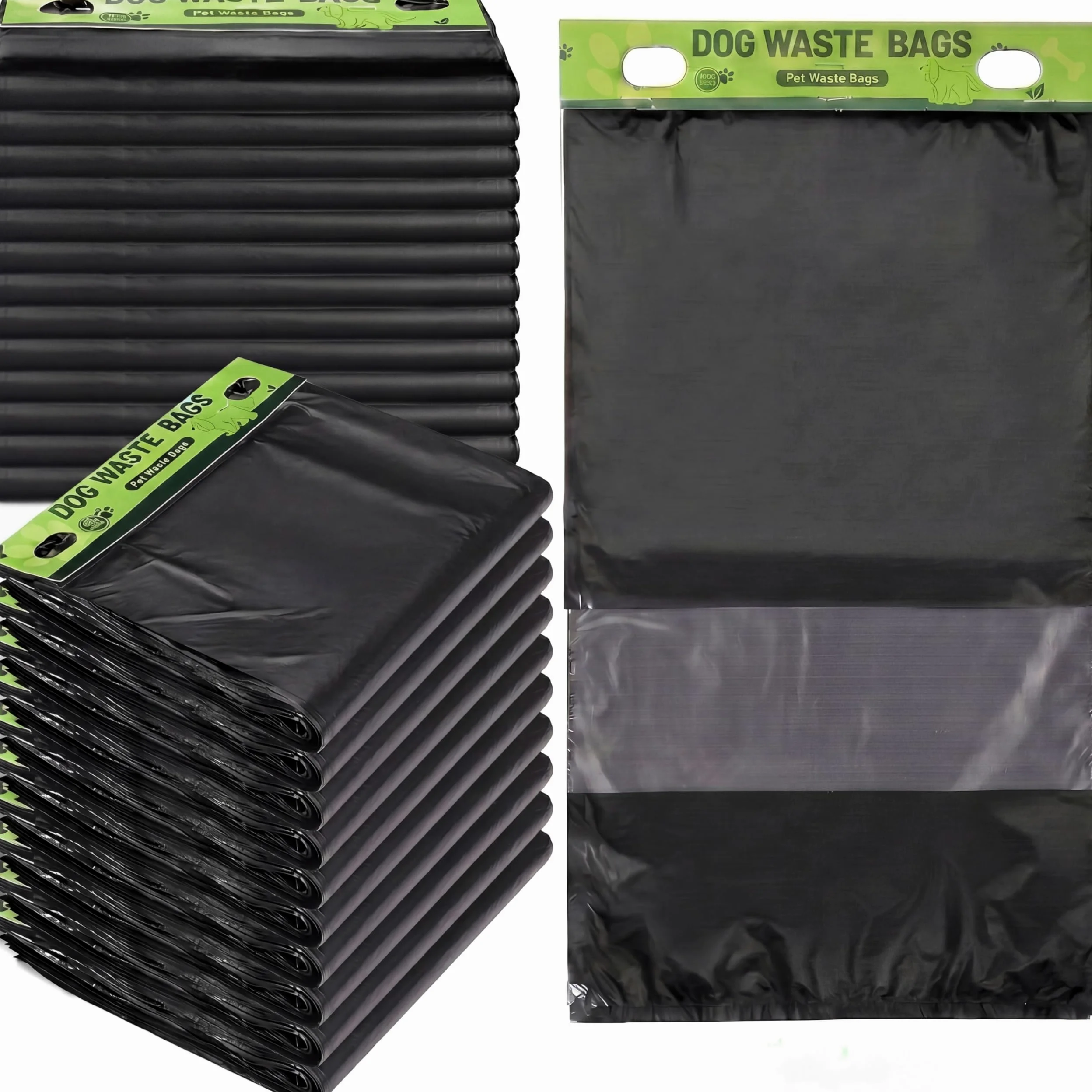 Ireer Lot de 2 000 sacs à déjections canines avec poignées – 20,3 x 33 cm – Sacs à déjections canines à suspendre, épais, étanches, solides à tirage unique pour niches en plein air