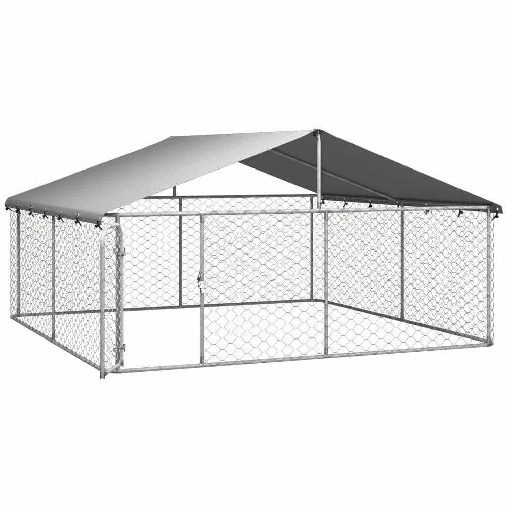 Chenil d'extérieur pour Chien 300x300x150 cm Métal avec Toit
