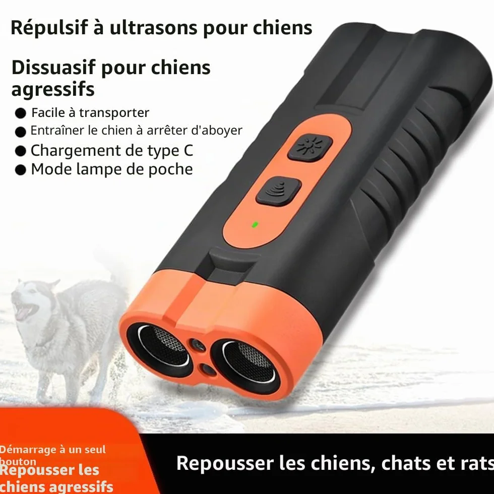 Dispositif anti-aboiement rechargeable pour chien avec LED clignotante intérieur extérieur