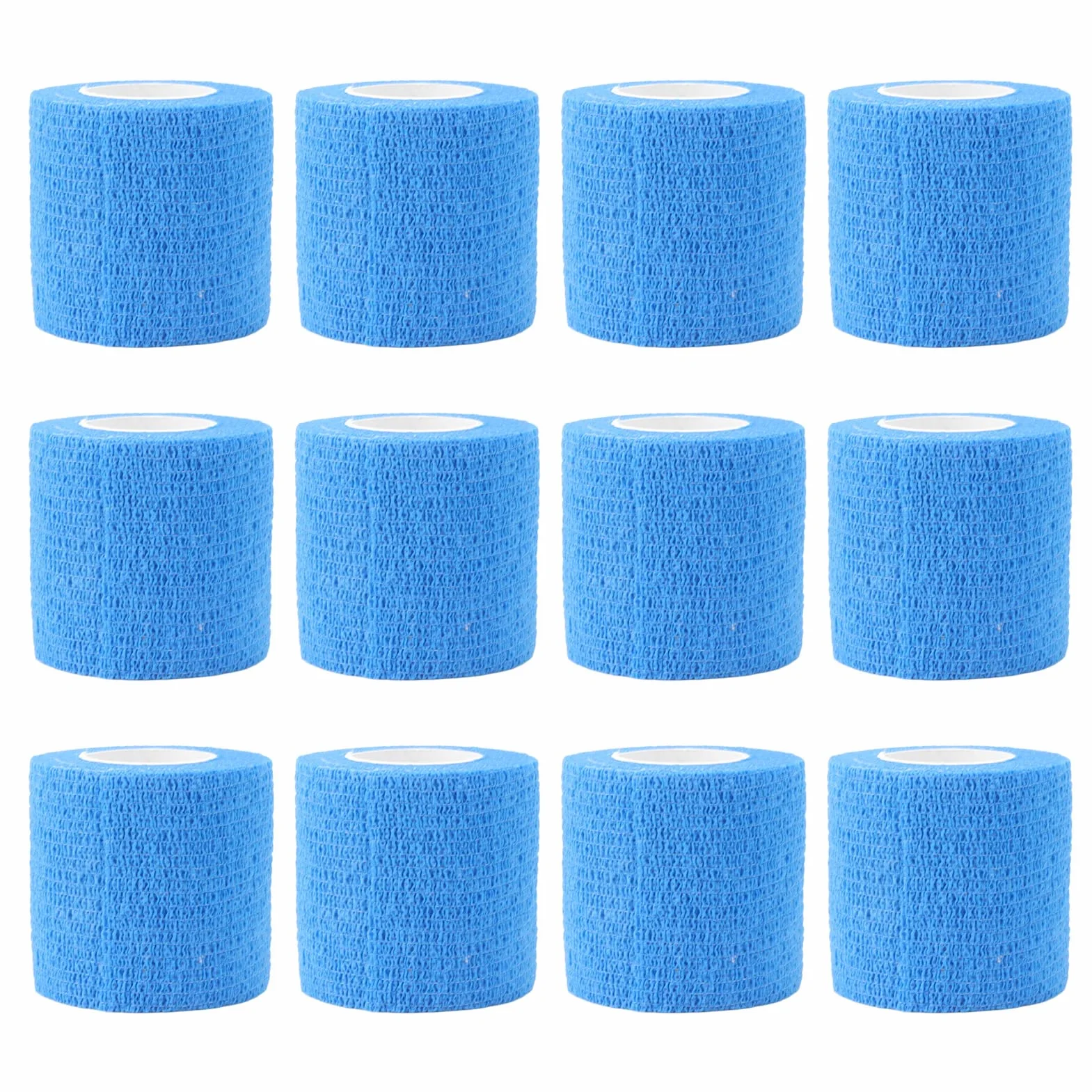 Lot de 12 Bandes élastiques Auto-adhésives imperméables pour réparation de Sabots pour Vaches, Chevaux, Chiens, Chats, Polyester Non tissé, Longueur 4,5 m, Lot de 12 (Bleue)