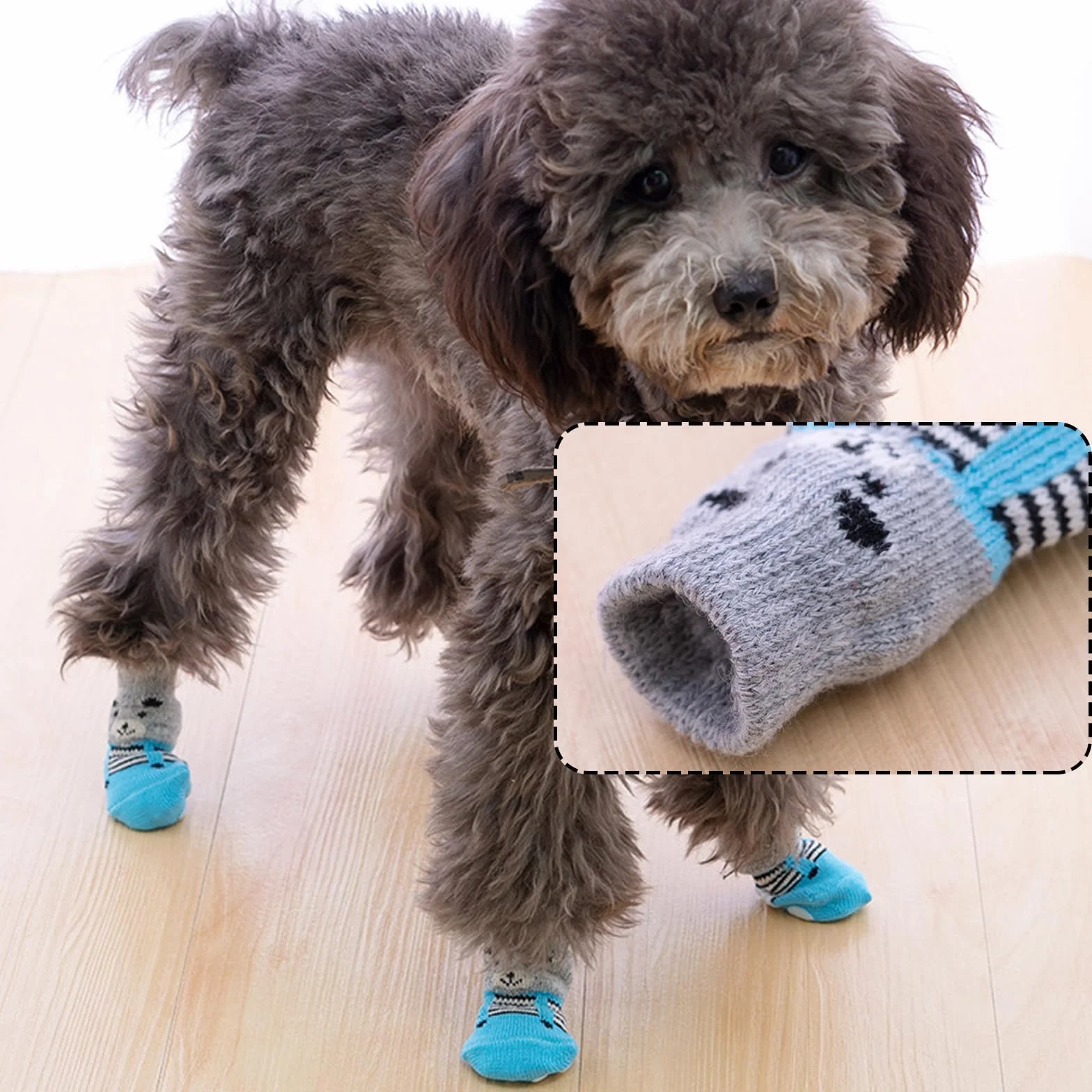 Chaussettes Antidérapantes pour Chien et Chat 16PCS Protège-Pattes Chaussons Petits Animaux