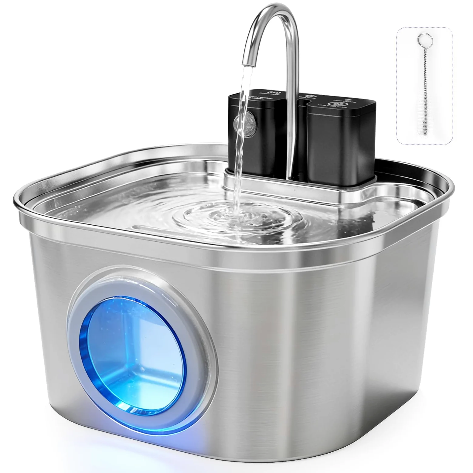 Fontaine à Eau pour Chat Universelle sans Fil en Acier Inoxydable pour Chats et Chiens: Fontaine à Boire Automatique 3,2L avec Détecteur de Mouvement | Batterie 4200mAh, Pompe à Eau Ultra-Silencieuse