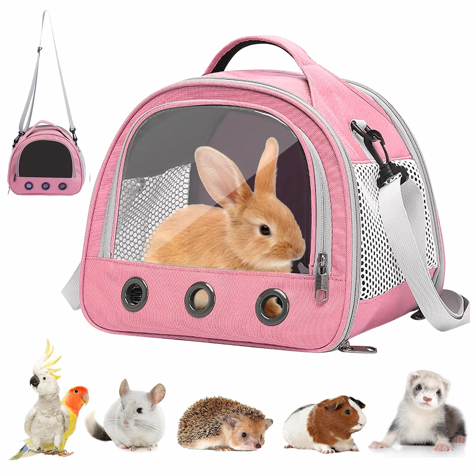 Sac de Transport pour Petits Animaux, Sac Voyage Chat Pliable, Cage Transport Lapin, pour Oiseaux Chatons Chiots Hamsters