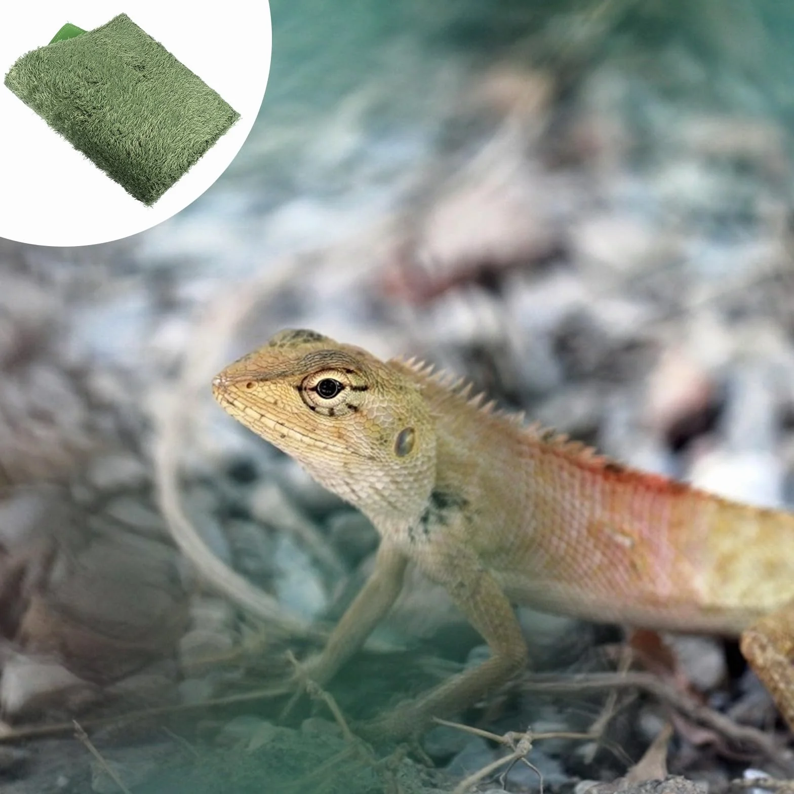Lot de 2 Tapis pour Reptiles et Tortues en Coton Vert Imperméable Réutilisable