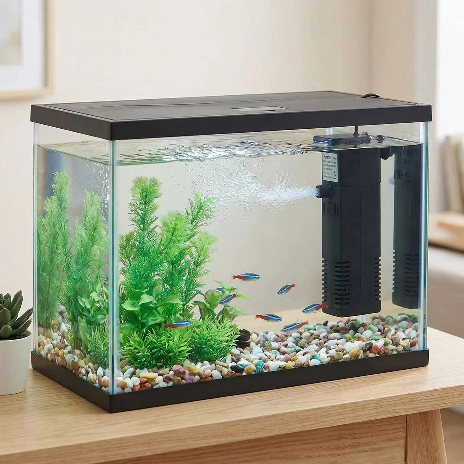 Filtre Intérieur Aquarium Pompe Débit d'eau 200L/H 40L Oxygène Filtration