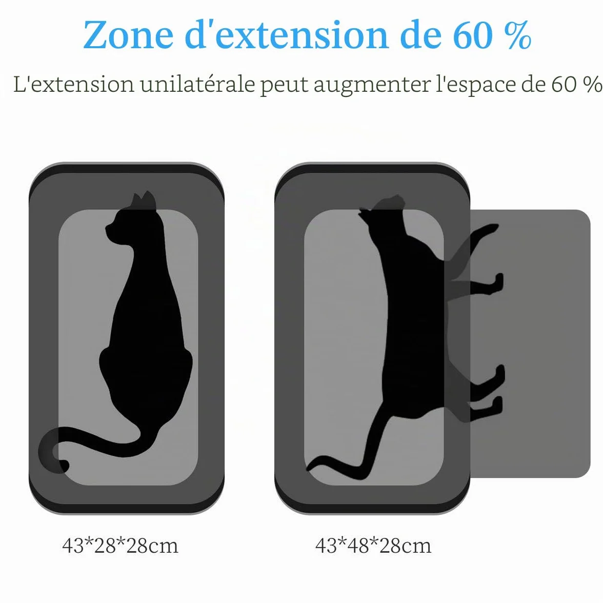 Sac de Transport pour Chat Chien Extensible Filet Respirant Pliable avec Matelas Amovible 43x28x28cm