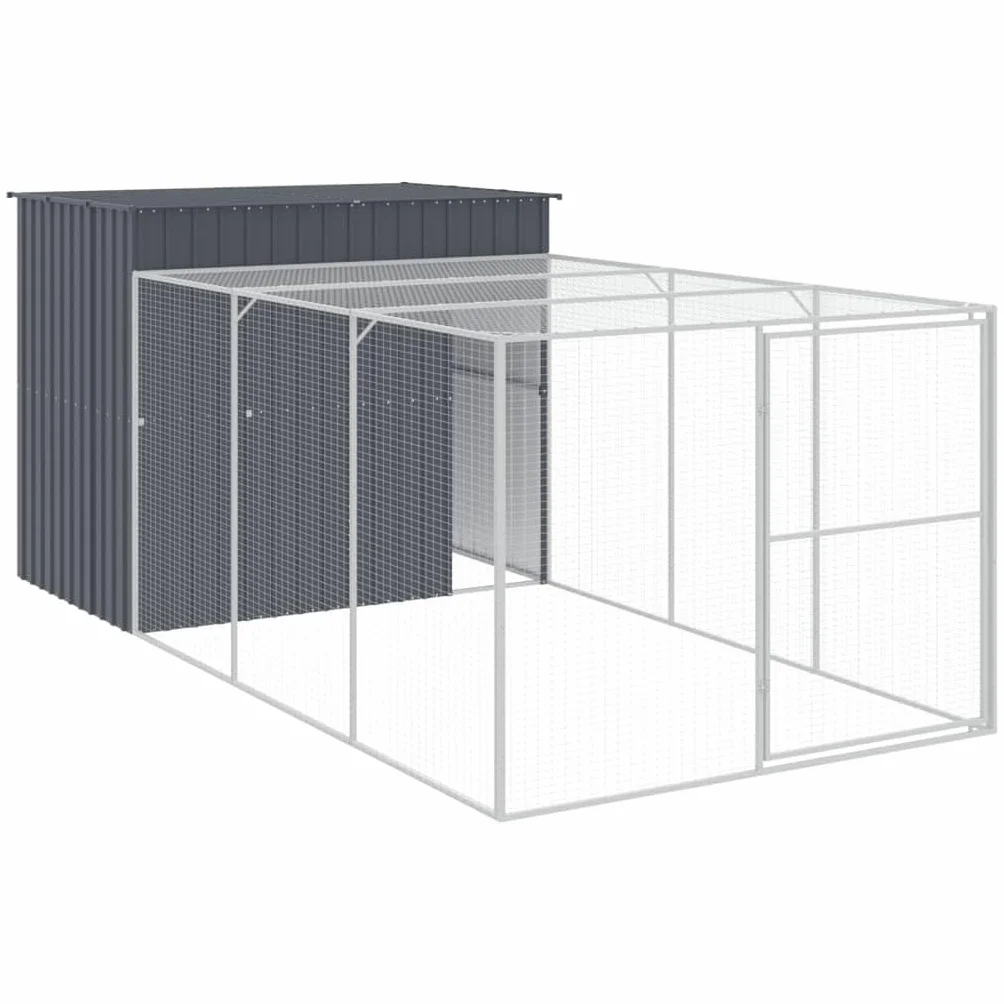 Chenil d'extérieur pour Chien, Enclos Cage Métal avec Cour 214x457x181 cm Anthracite