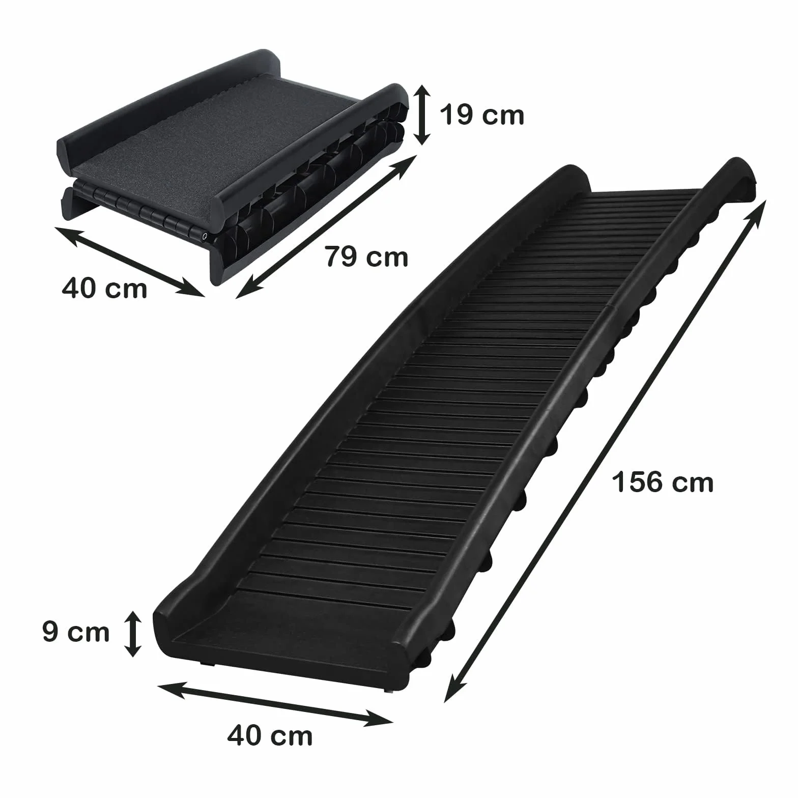 LZQ Rampe pour chien et animal de compagnie - Pliable - Antidérapante - Pour grands animaux de compagnie jusqu'à 90 kg - Noire