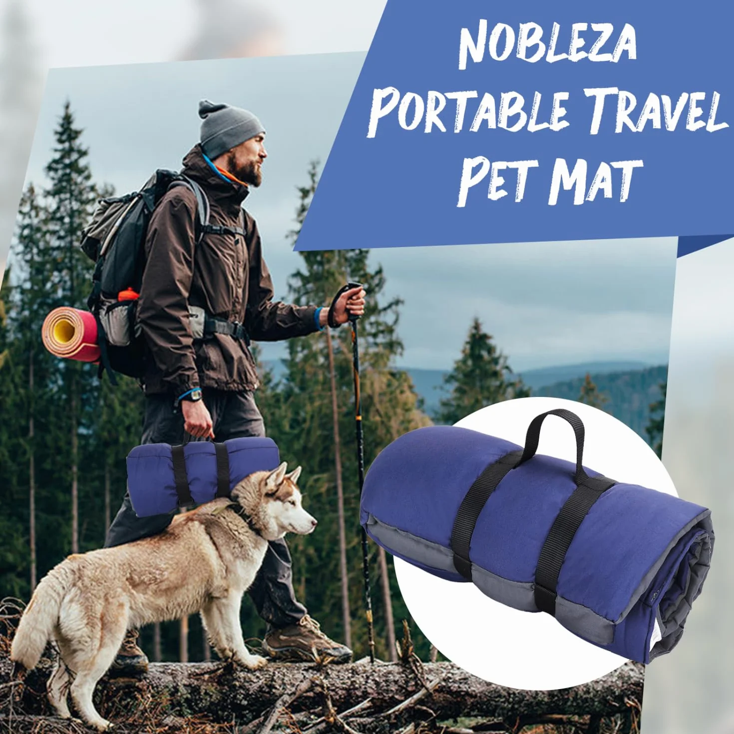 Nobleza Tapis Chien Grand Taille, Panier Pliable, Coussin Lavable, Lit Voyage Exterieur, Matelas Refroidissement, 110x68cm
