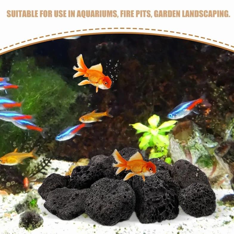 VOSAREA Pierre De Lave Noire pour Aquarium, Pierres Volcaniques Naturelles pour Aménagement Paysager Et Plantes, Roches Décoratives pour Jardin – Grand De Roches