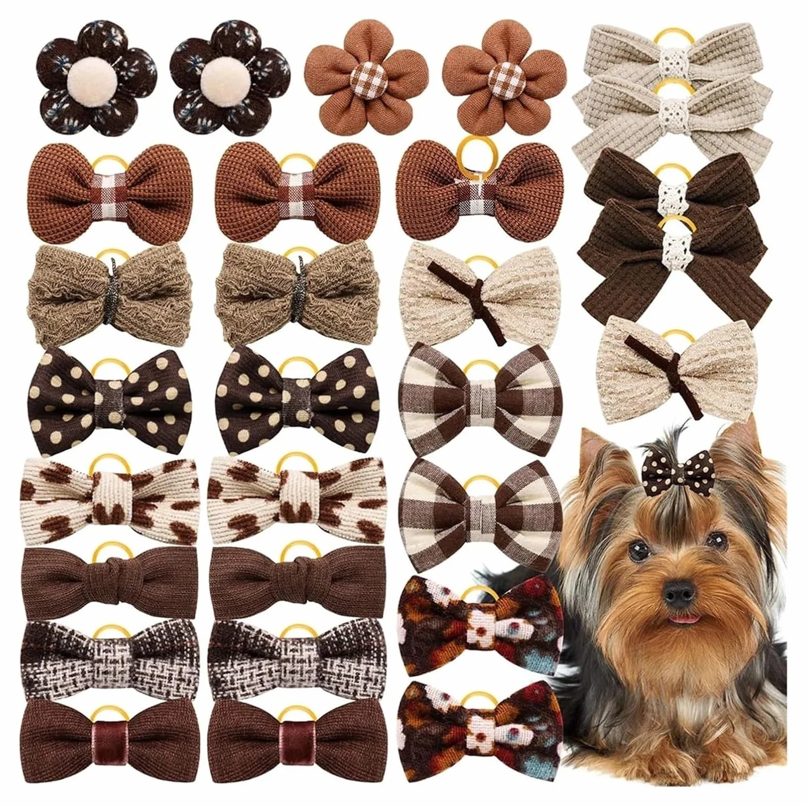 Pinces à cheveux for chien, nœuds de cheveux de chien 10 pièces nœuds de cheveux de chien bandes de caoutchouc for animaux de compagnie petit chien chat nœud papillon chiens mignons nœuds for chiens t