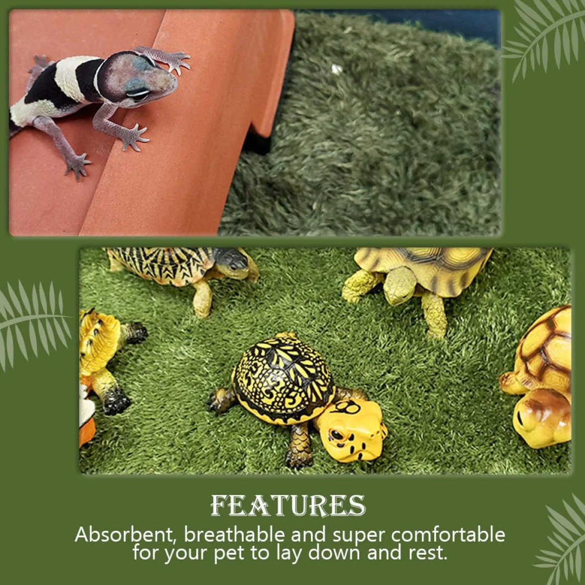 Tapis Gazon Artificiel Décoratif en Coton Respirant et et Super Confortable pour Reptiles et Tortues pour Terrarium Habitat Humide