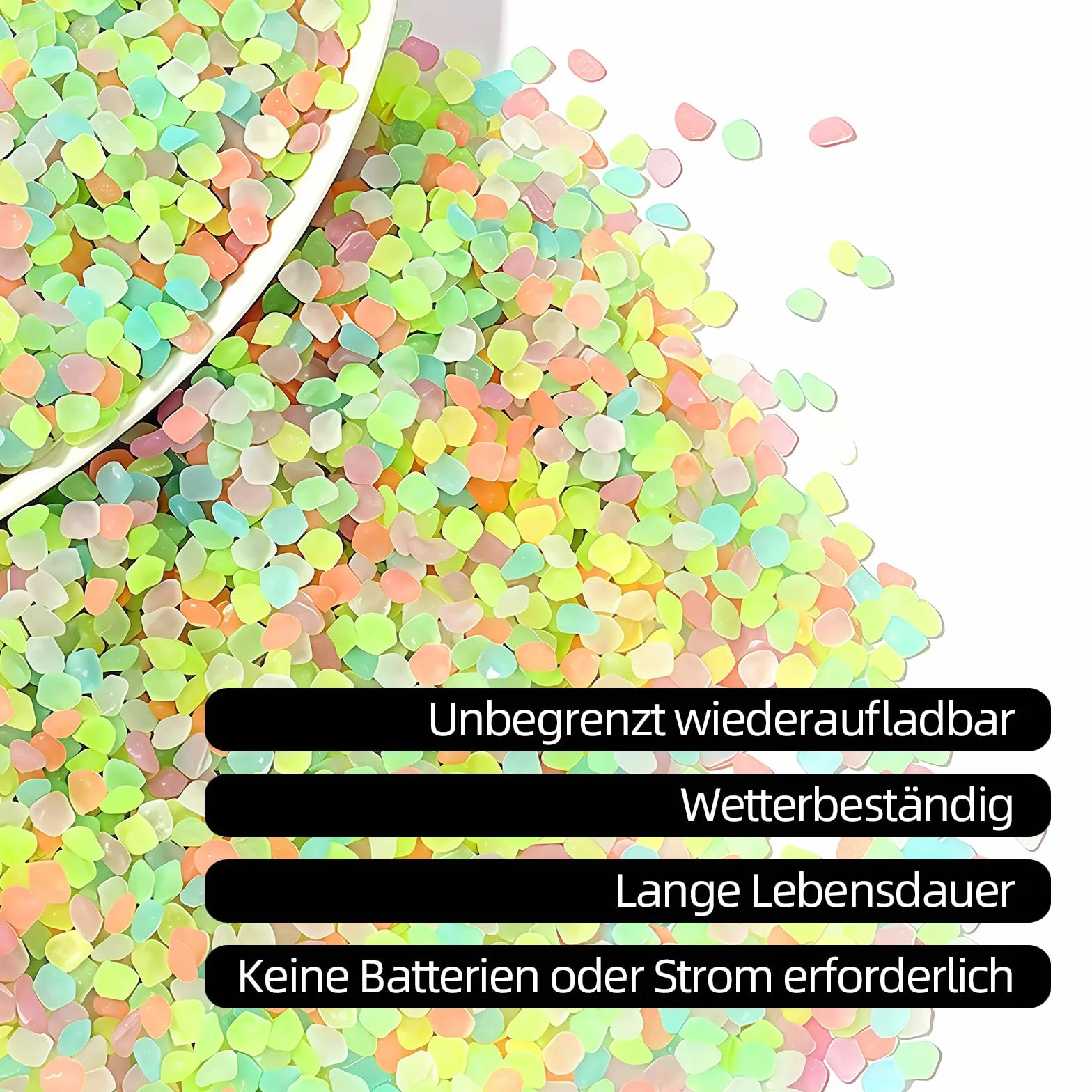 10000 pierres décoratives nocturnes - galets colorés de sable lumineux, particules fluorescentes pour mini étang, jardin et pierres lumineuses comme accessoires de bricolage pour enfants